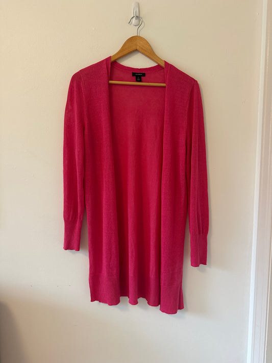 Halogen Lightweight Open Front Tunic Length Cardigan | Size Medium