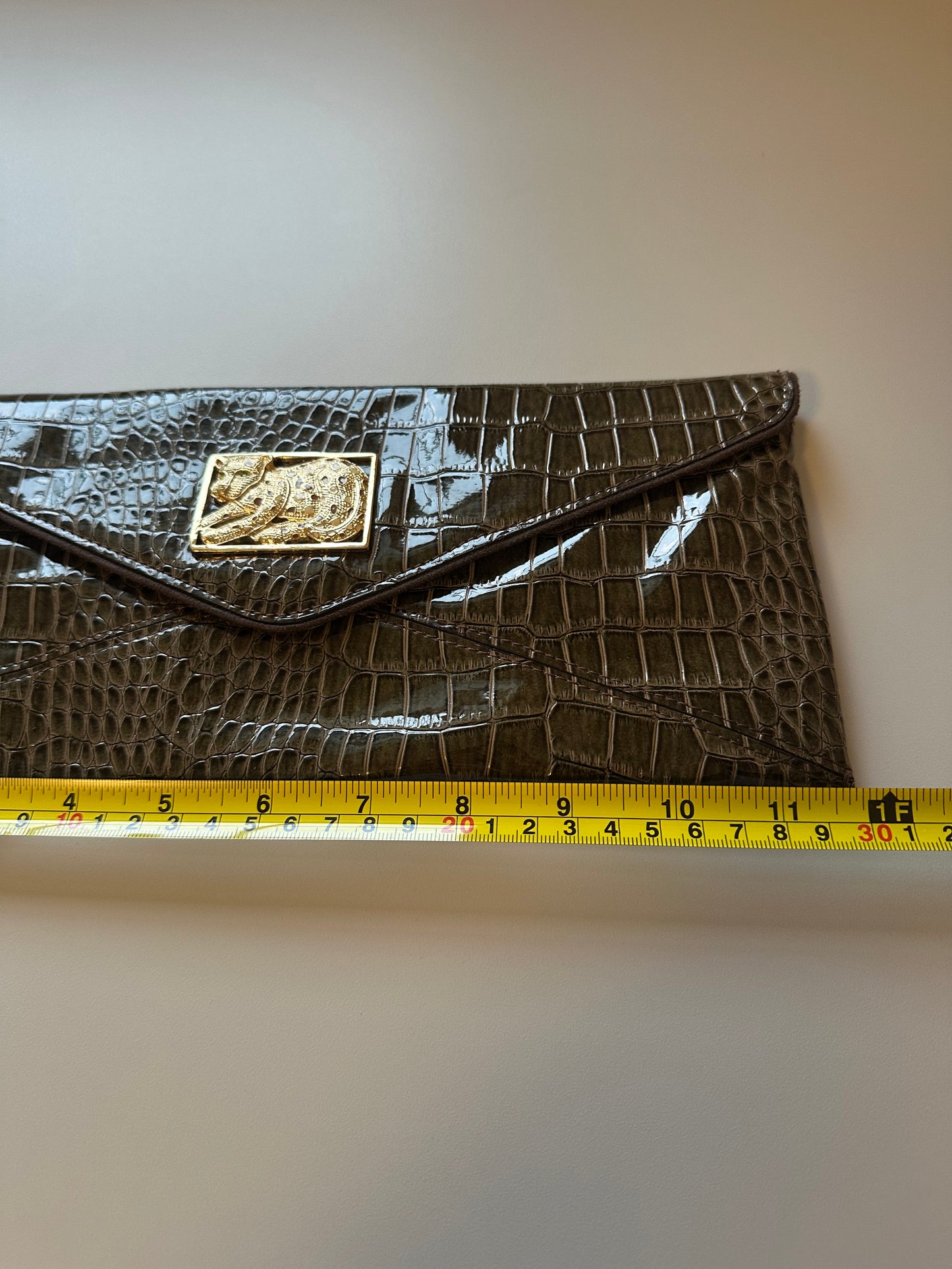 Lilly Pulitzer Crocodile-Embossed Clutch Purse in Brown