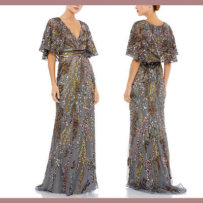 Mac Duggal Embellished Cape Sleeve Gown - Size 10