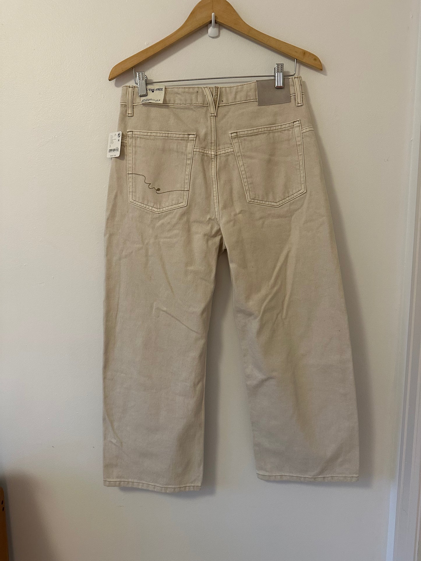 NWT We The Free Deep Trance Dropped Boyfriend Jeans in Casual Khaki | Size 27
