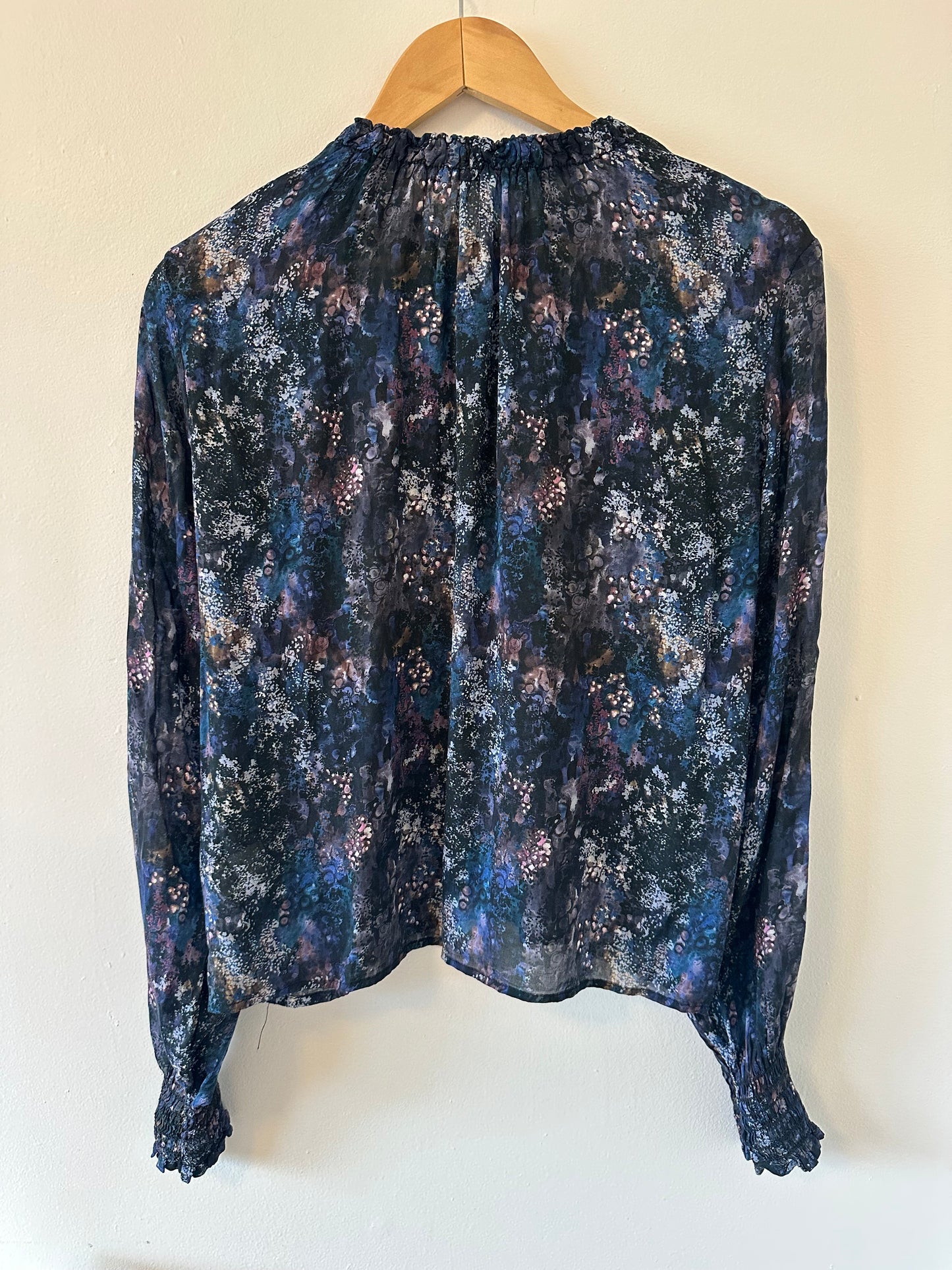 Bella Dahl Smocked Floral Blouse Size S