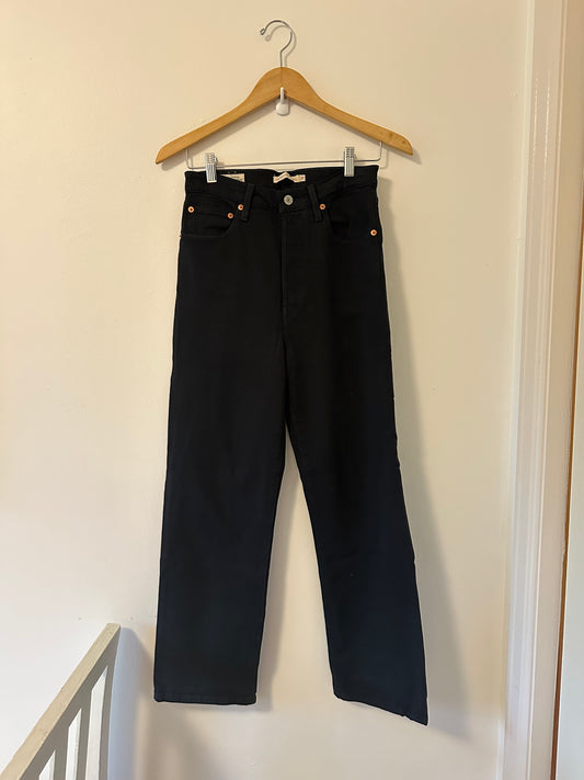 Levi's Ribcage Straight Ankle Black Denim Jeans - Size 27