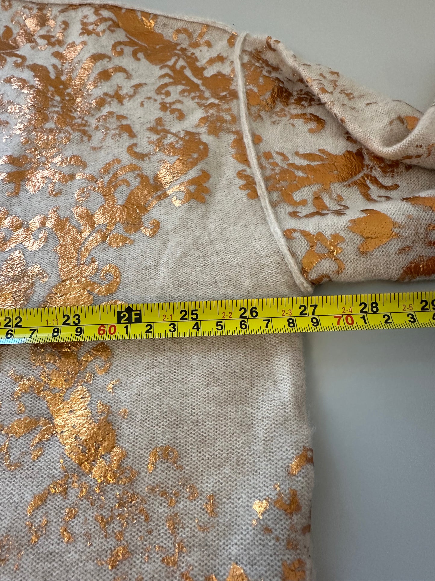 Pilcro The Alani Cashmere Mock Neck Sweater with Gold Print | Size Medium