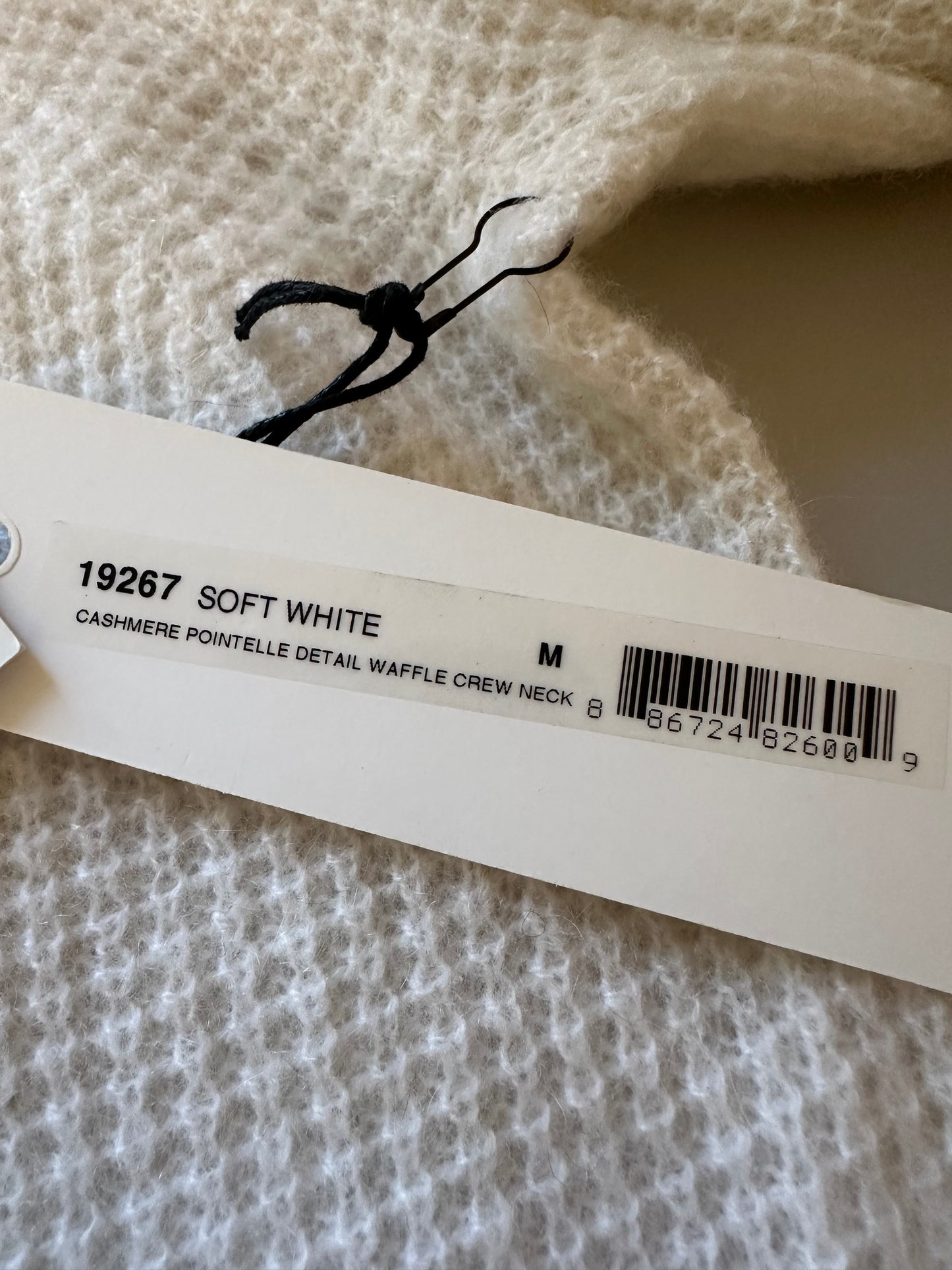 NWT White + Warren Cashmere Waffle Sweatshirt Sweater in Cream | Size Small
