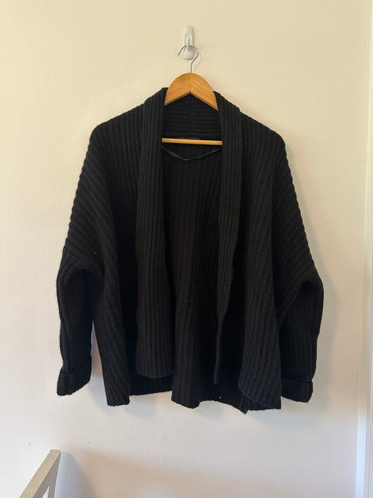 NAADAM Black Textured Cashmere Cardigan - Size Small