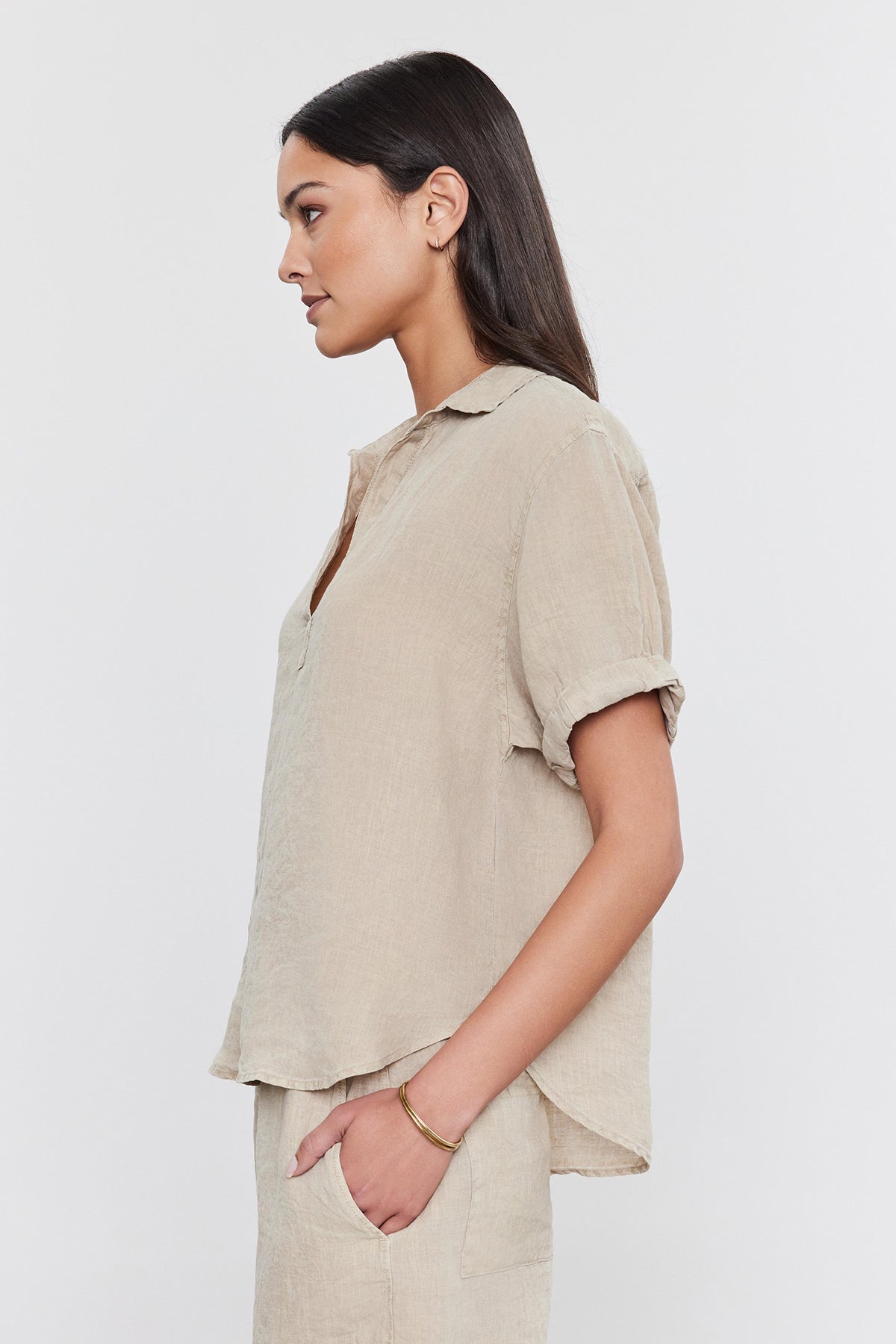 Velvet by Graham & Spencer Elerie Linen Top in Autumn | Size Small