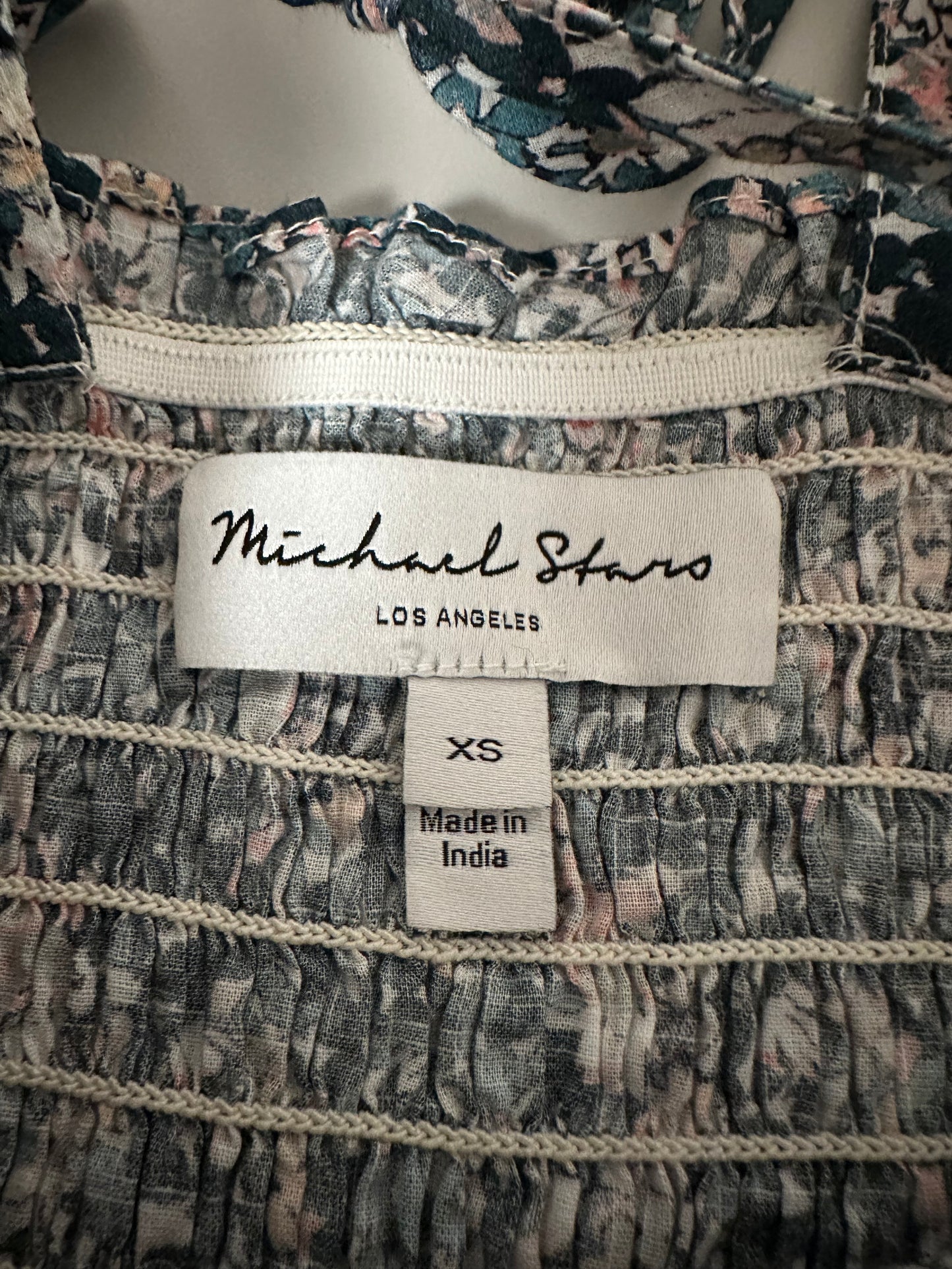 Michael Stars Jude Puff-Sleeve Smocked Mini Dress | Size XS