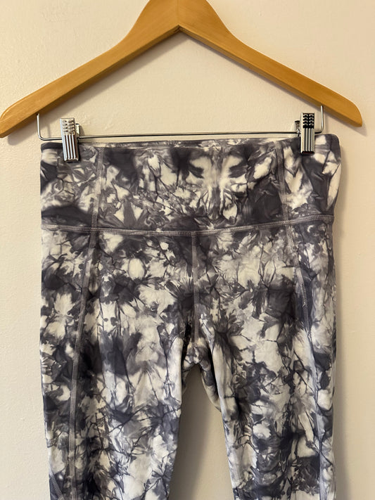 Athleta White and Gray Tie-Dye Leggings | Size Medium Tall