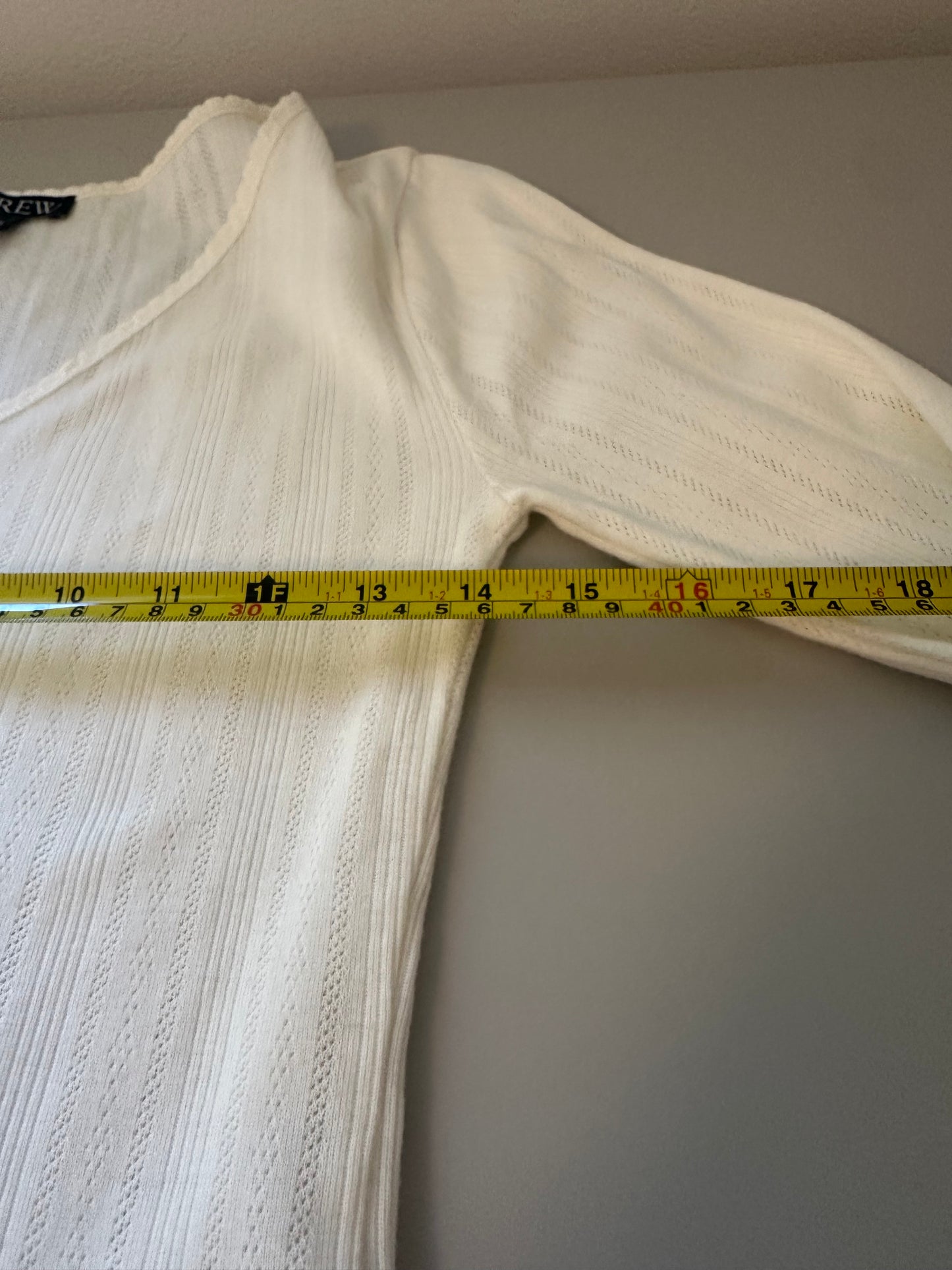 J. Crew Pointelle Cotton Long Sleeve Bodysuit in Ivory | Size Small