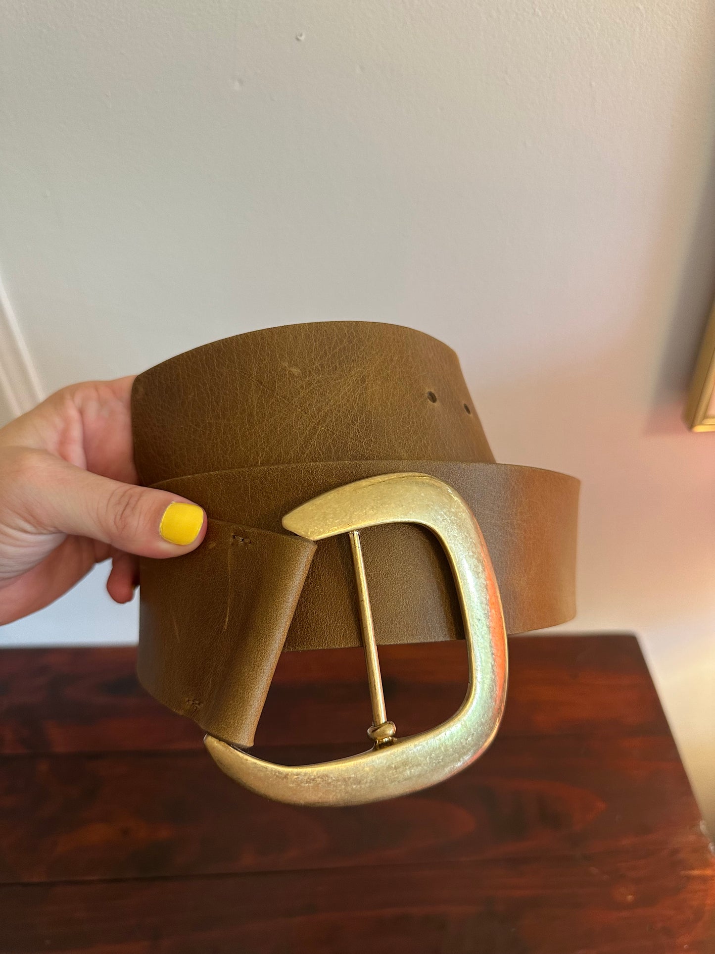 Streets Ahead Maxine Drop Waist Belt in Brown Leather - Size Large