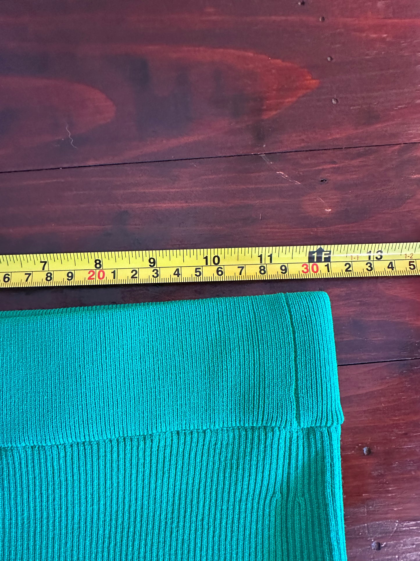 Zara Ribbed Midi Skirt with Slit in Green - Size Small