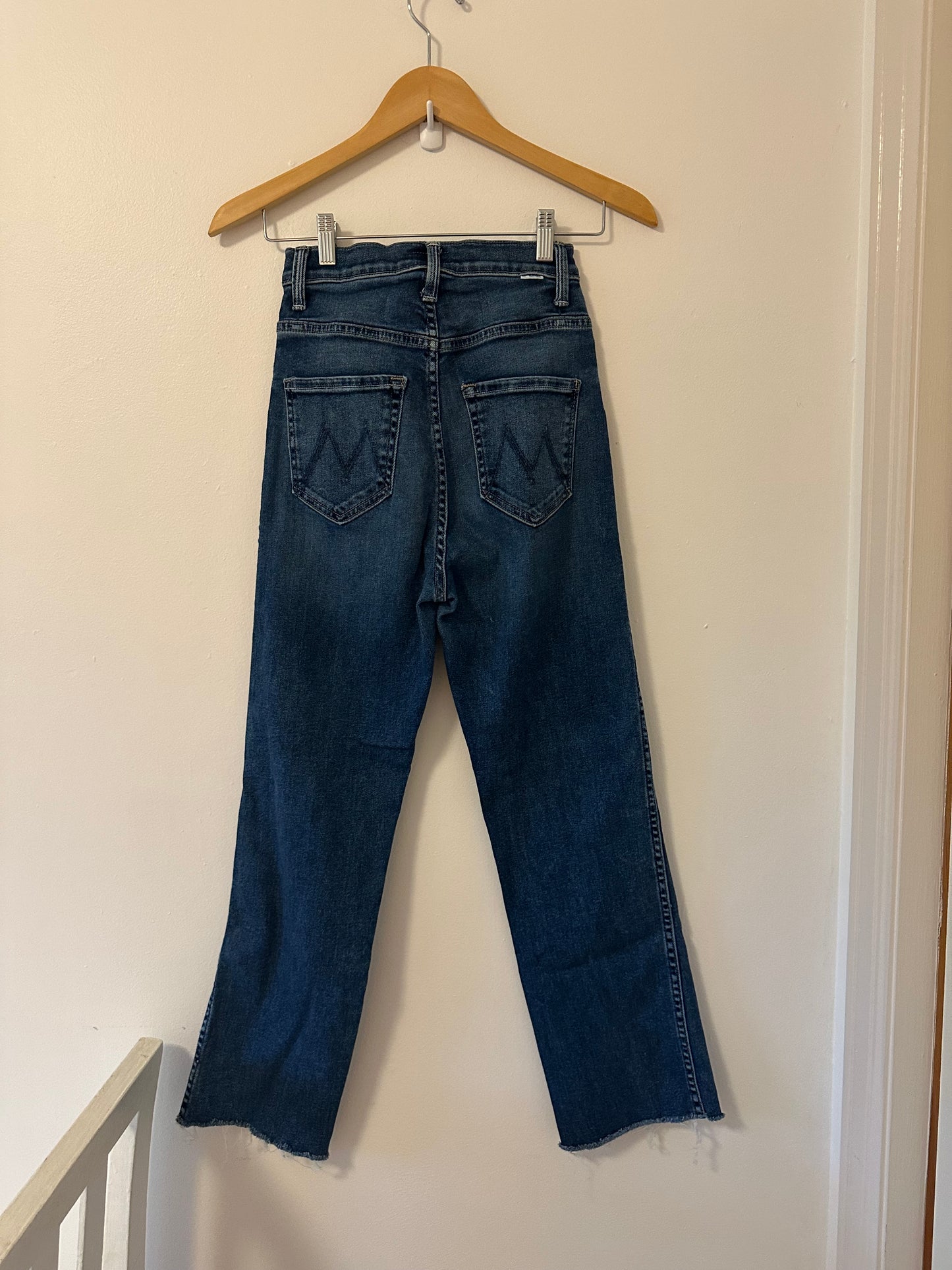 Mother Tippy Top Frisky Flood High-Rise Slim Cropped Fray Jeans - Size 24