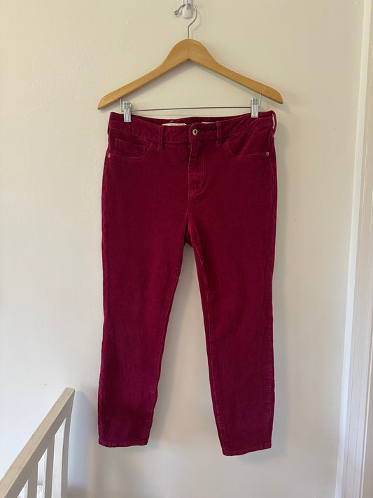 Pilcro Women's Berry Red Stretch Corduroy Skinny Jeans - Size 31