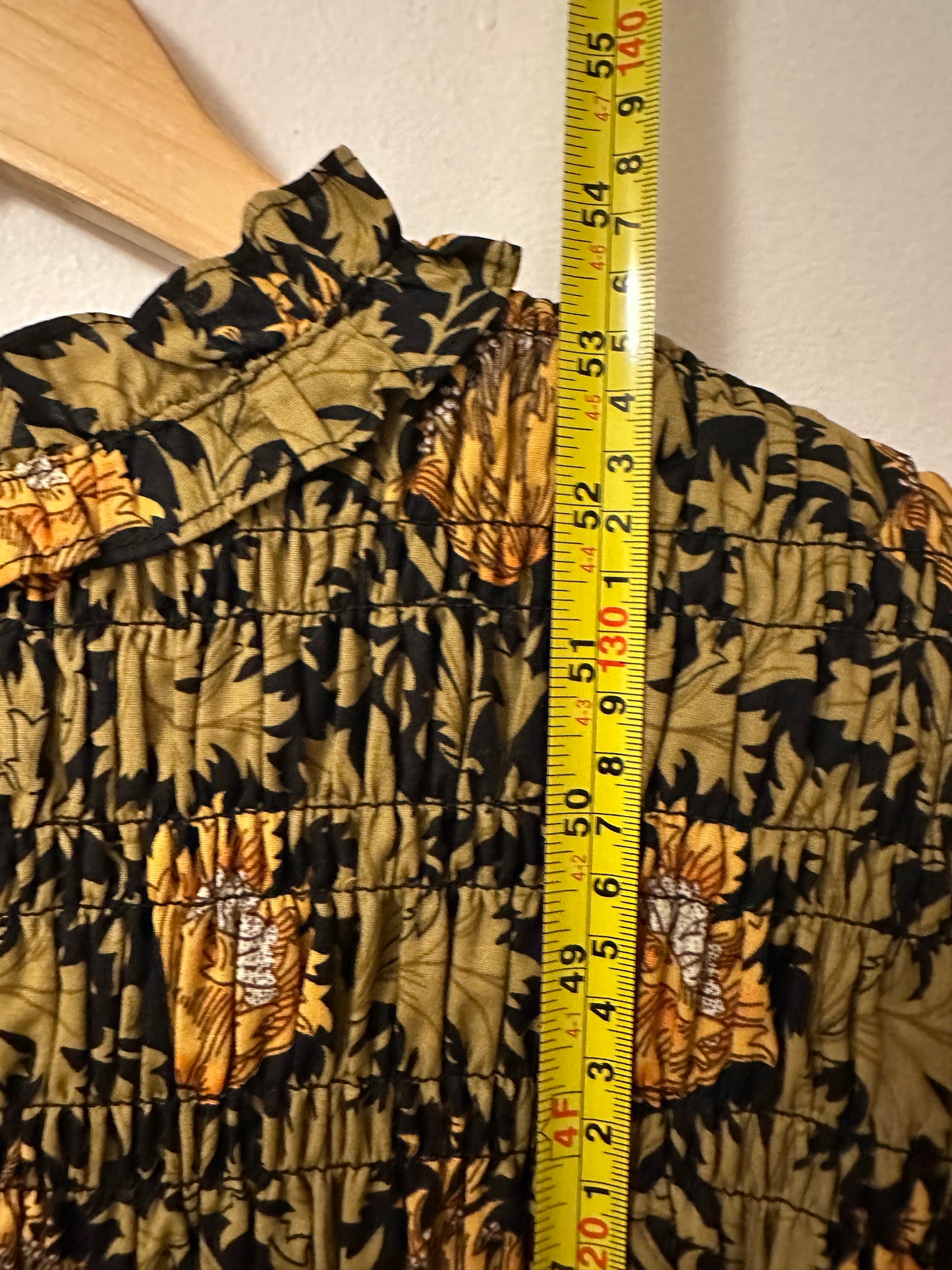 NWT Hyacinth House Tuckernuck Olive Leafy Floral Smocked Smythe Midi Dress | XL