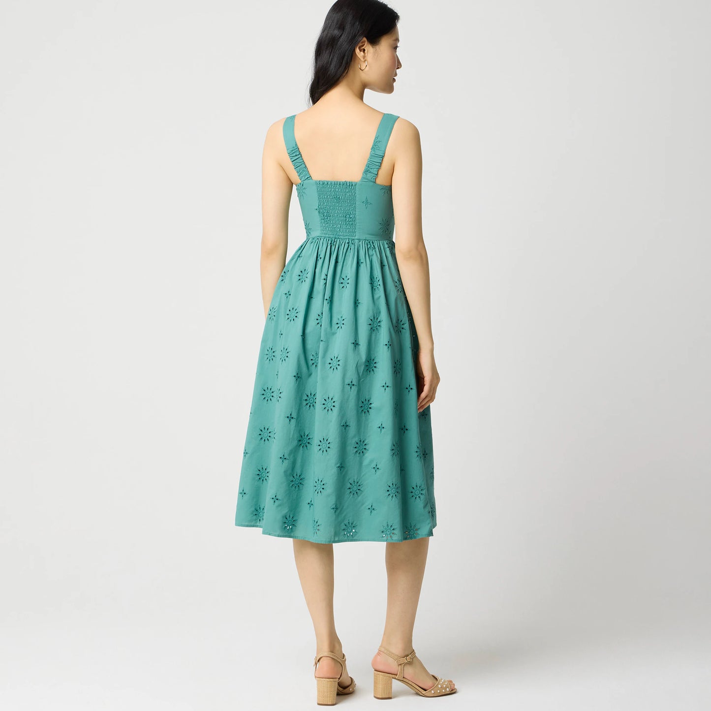 J. Crew Eyelet Midi Dress in Teal - Size 6