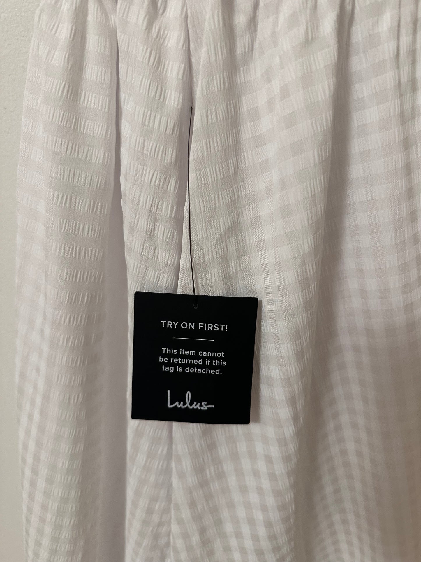 NWT Lulus City Strolls White Gingham Backless Twist-Front Midi Dress | Size Small