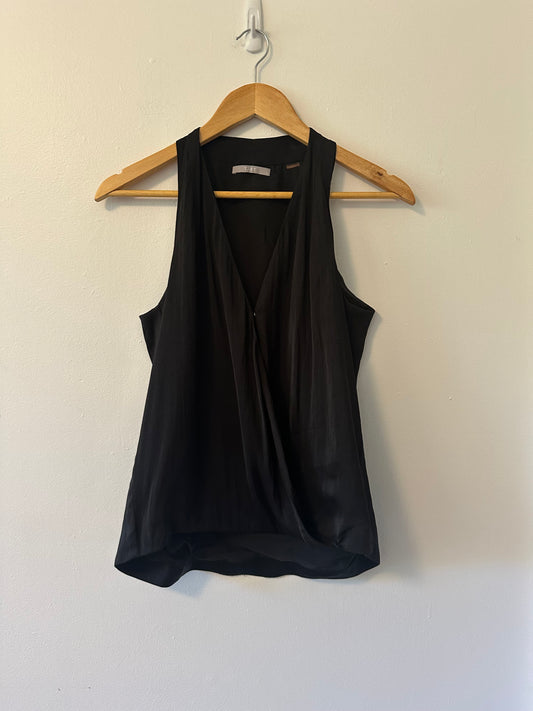 Tart Black Draped Wrap Tank Top | Size Small
