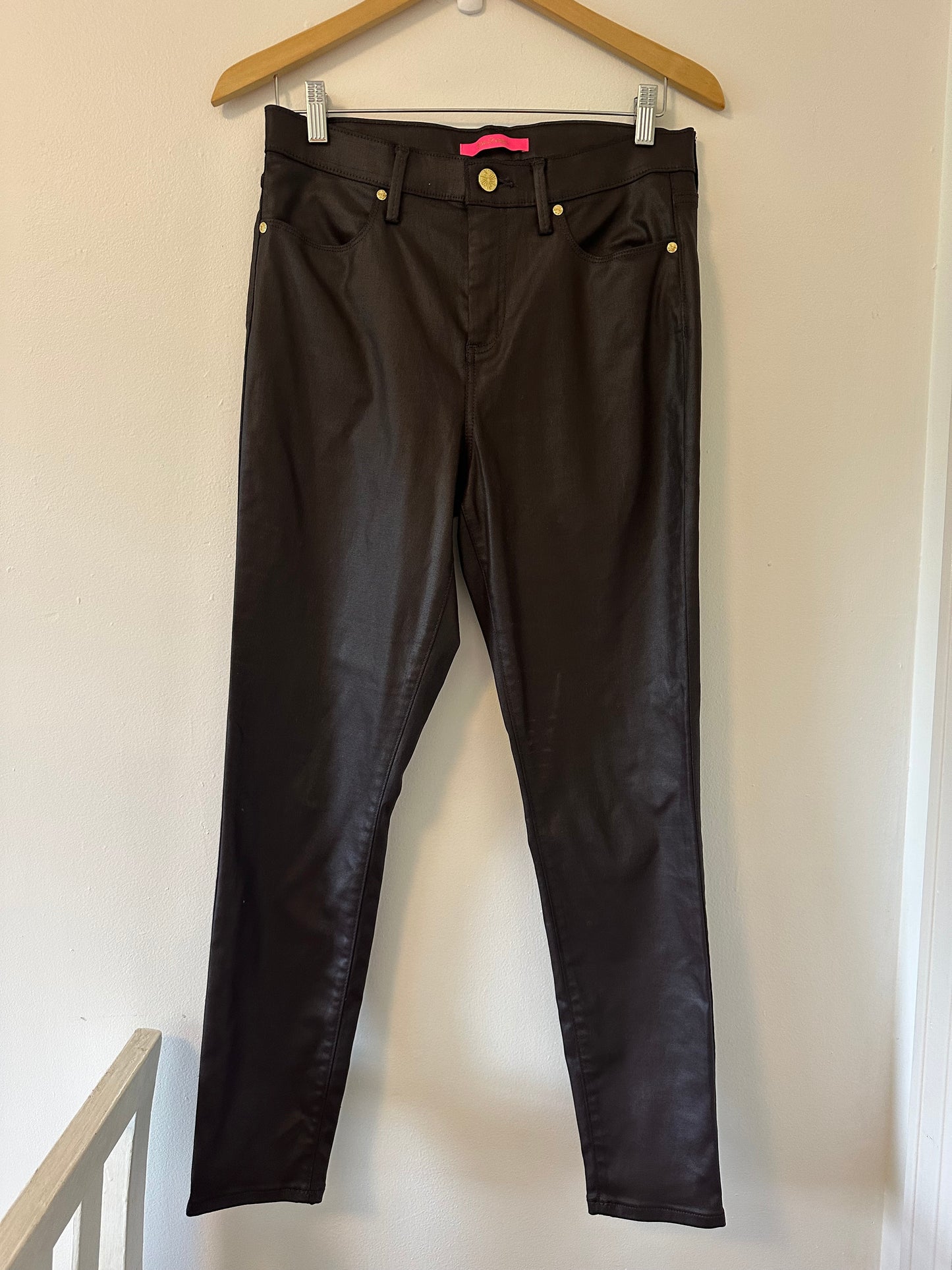 Lilly Pulitzer Eagan High-Rise Stretch Coated Jean in Mochachino - Size 10