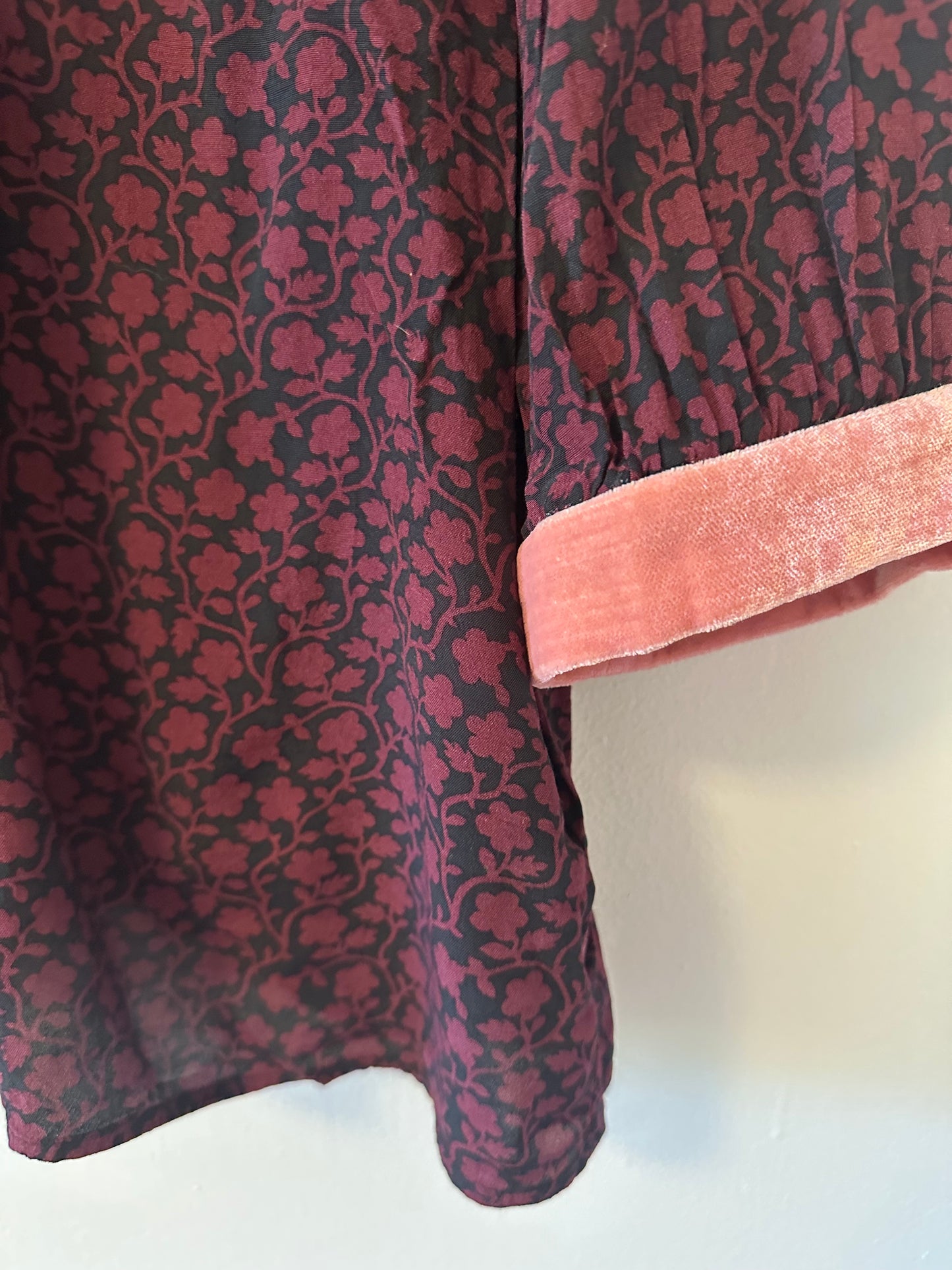 Boden Velvet Trimmed Annabel Top in Pink and Black - Size 8