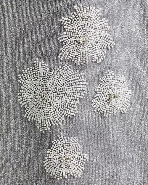 Essentiel Antwerp Edance Bead Embroidery Metallic Knit Midi Skirt - Size Medium