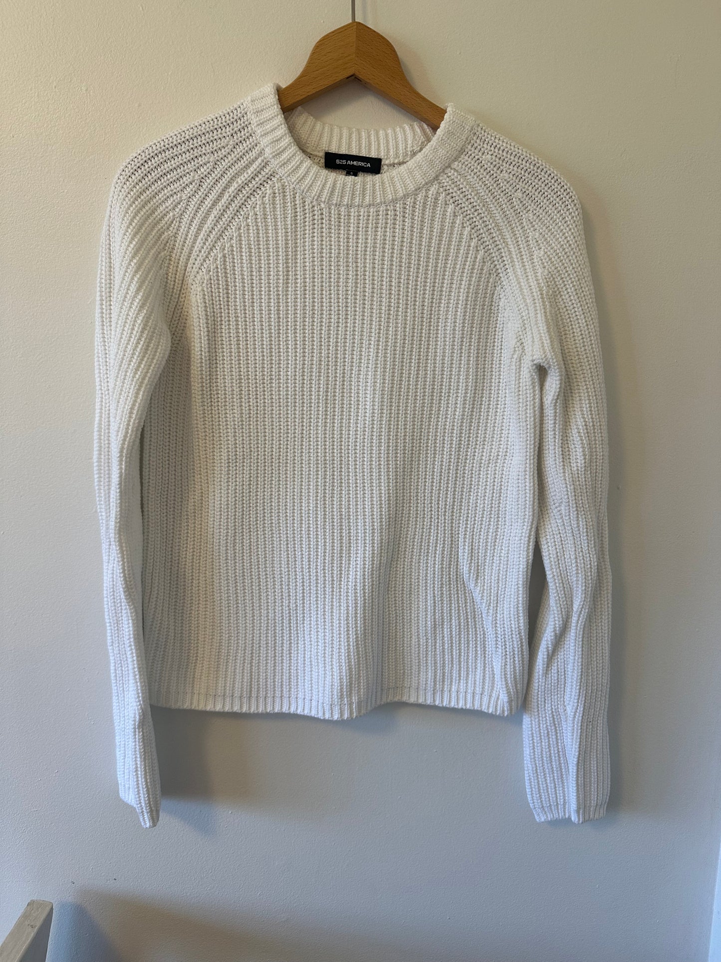 525 American White Cotton Shaker Knit Sweater Size Small