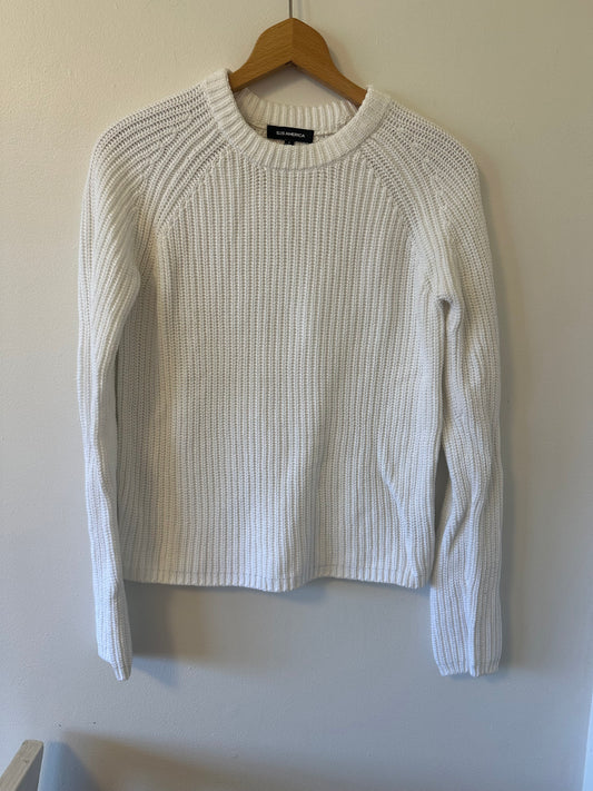 525 American White Cotton Shaker Knit Sweater Size Small