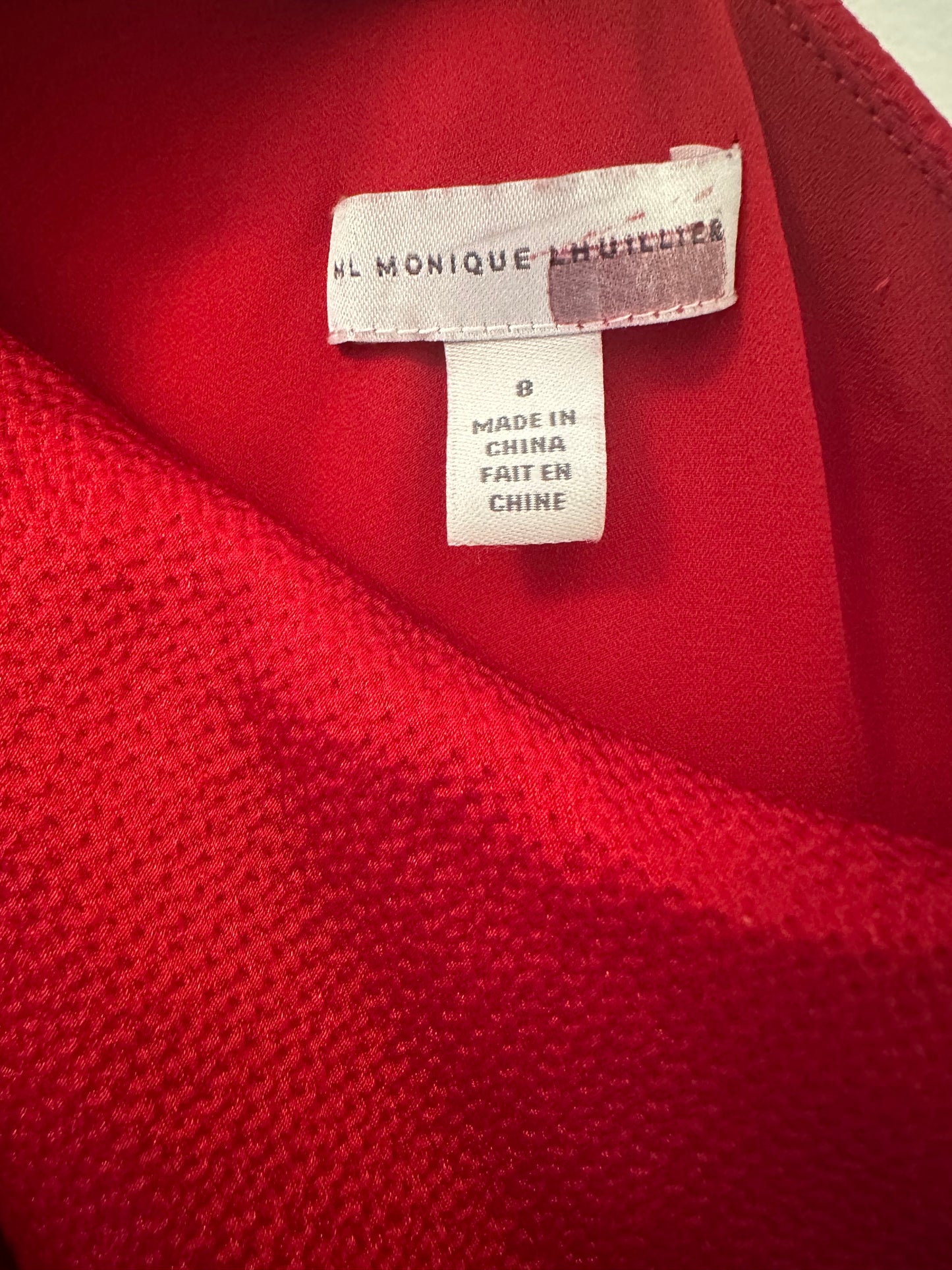 Monique Lhuillier One-Shoulder Red Evening Gown - Size 8