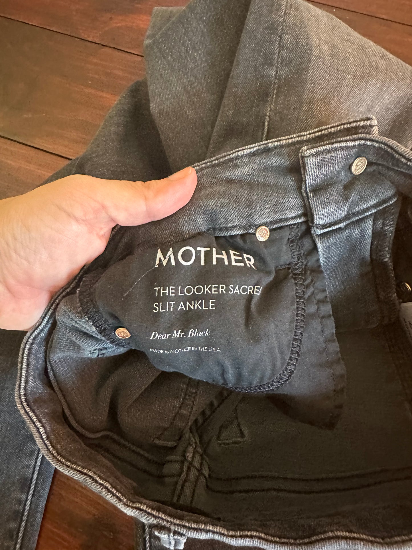 MOTHER The Looker Sacred Slit Ankle Jeans in Dear Mr. Black - Size 24