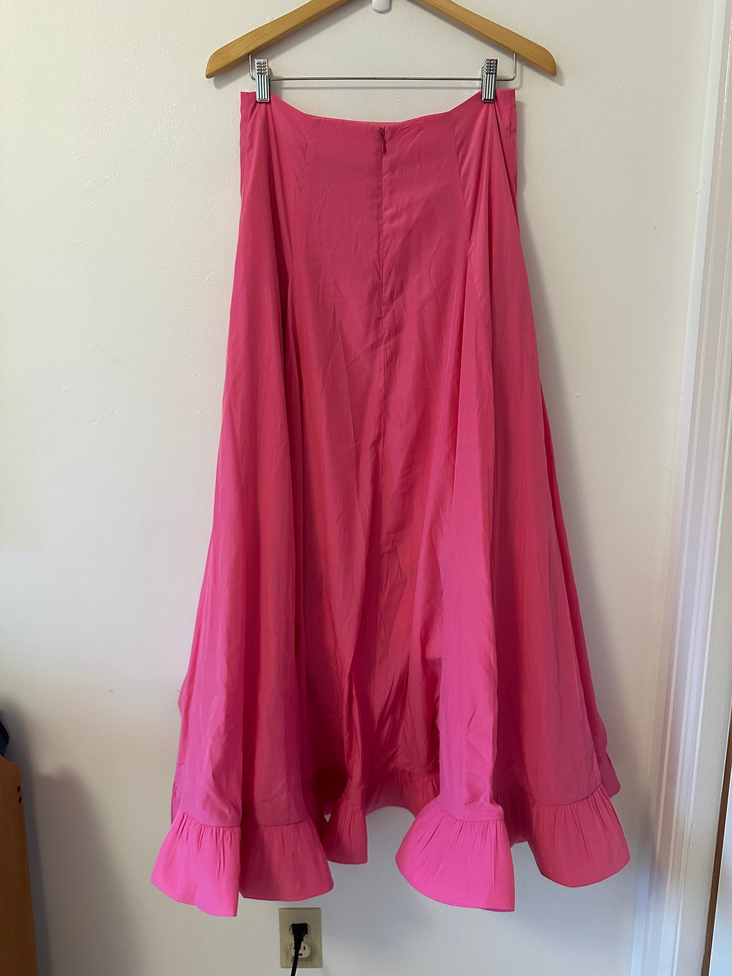 NWT Mare Mare x Anthropologie Ruffle Hem Midi Skirt in Pink | Size Medium