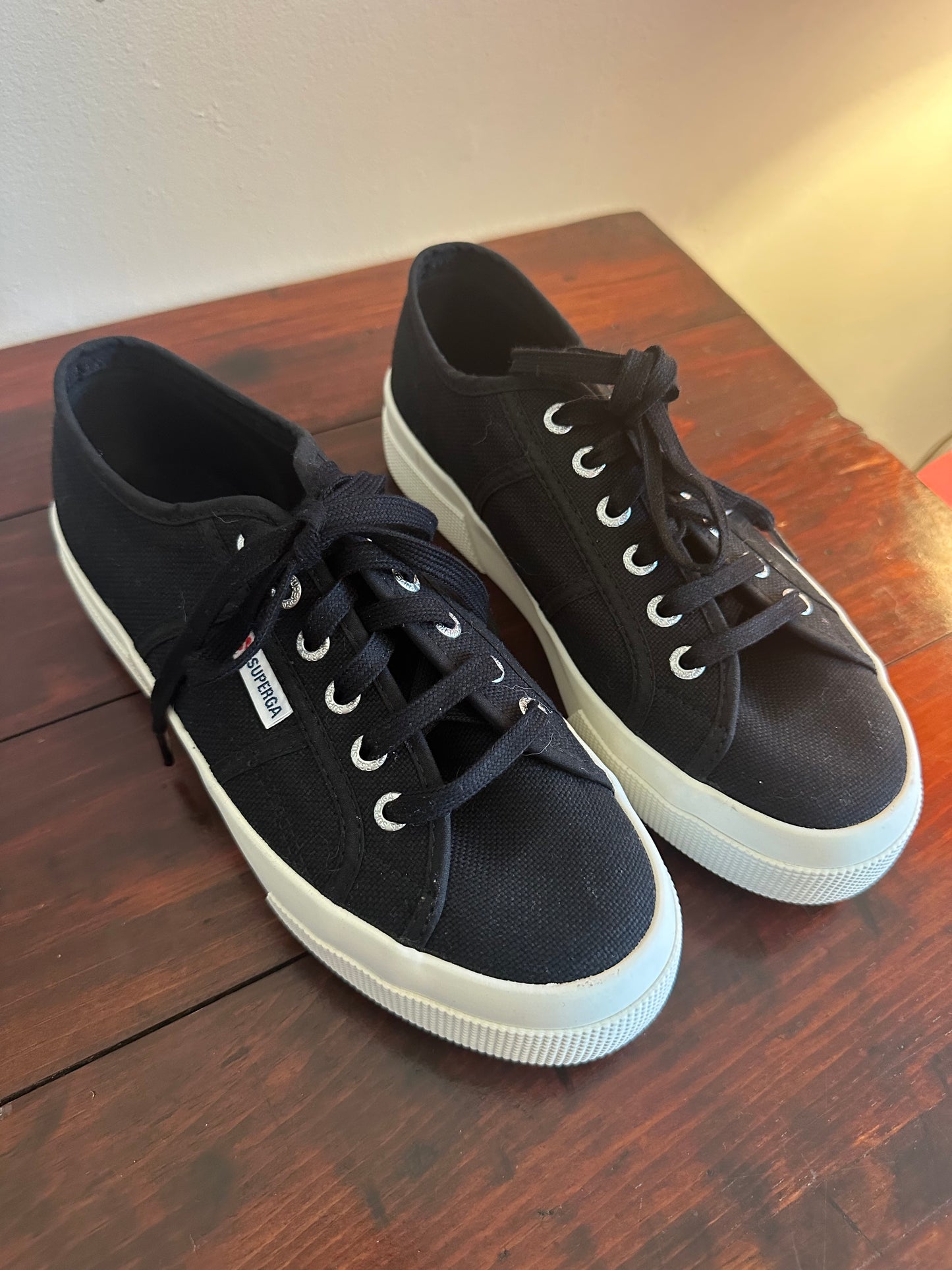 Superga Black 2740 Platform Sneakers Size 8