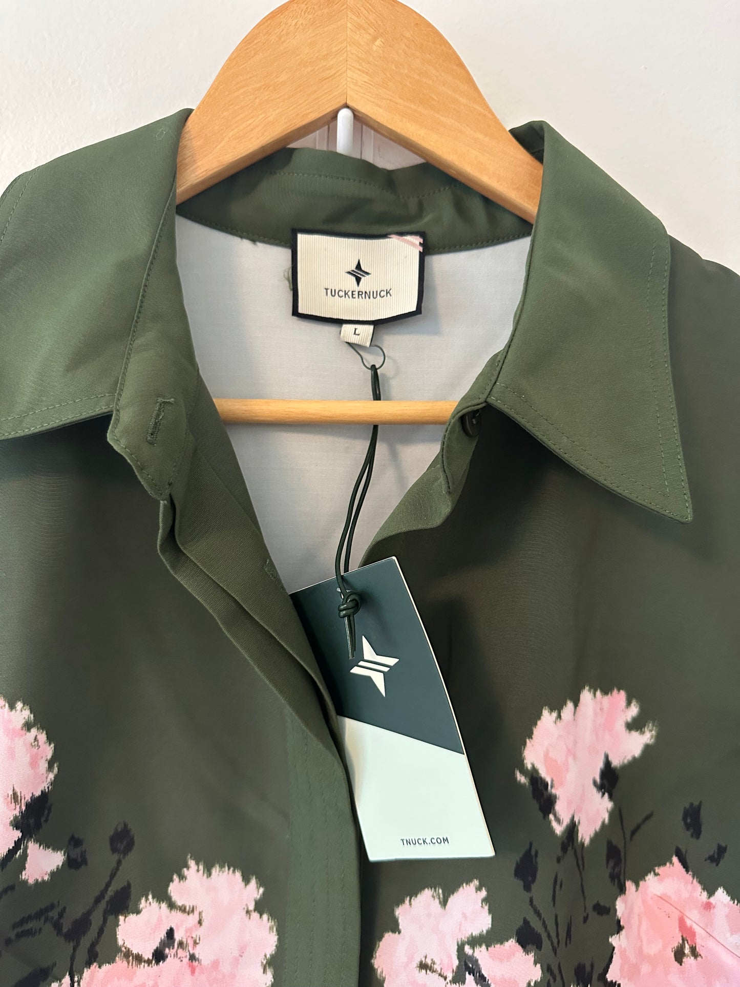 NWT Tuckernuck Olive and Pressed Powder Floral Chloe Dress - Size Large