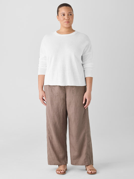 Eileen Fisher Organic Linen Cord Crew Neck Top | Size XL