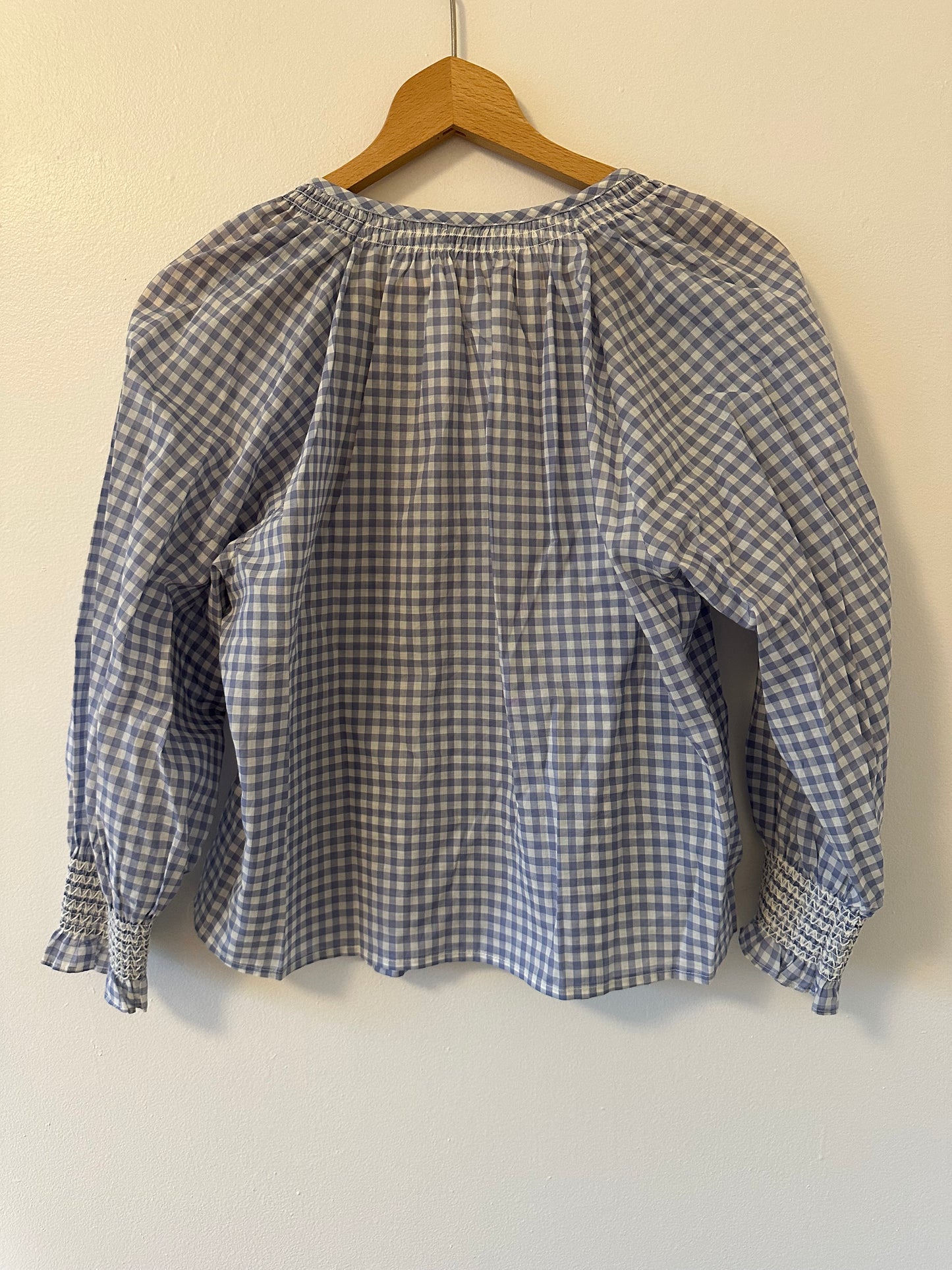 Rails Mariah Gingham Smocked Cotton Blouse in Carolina Gingham Size XS