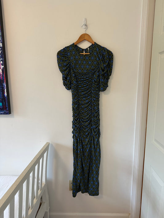 NWT Free People Briella Printed Army Green Combo Floral Dress - Size Small