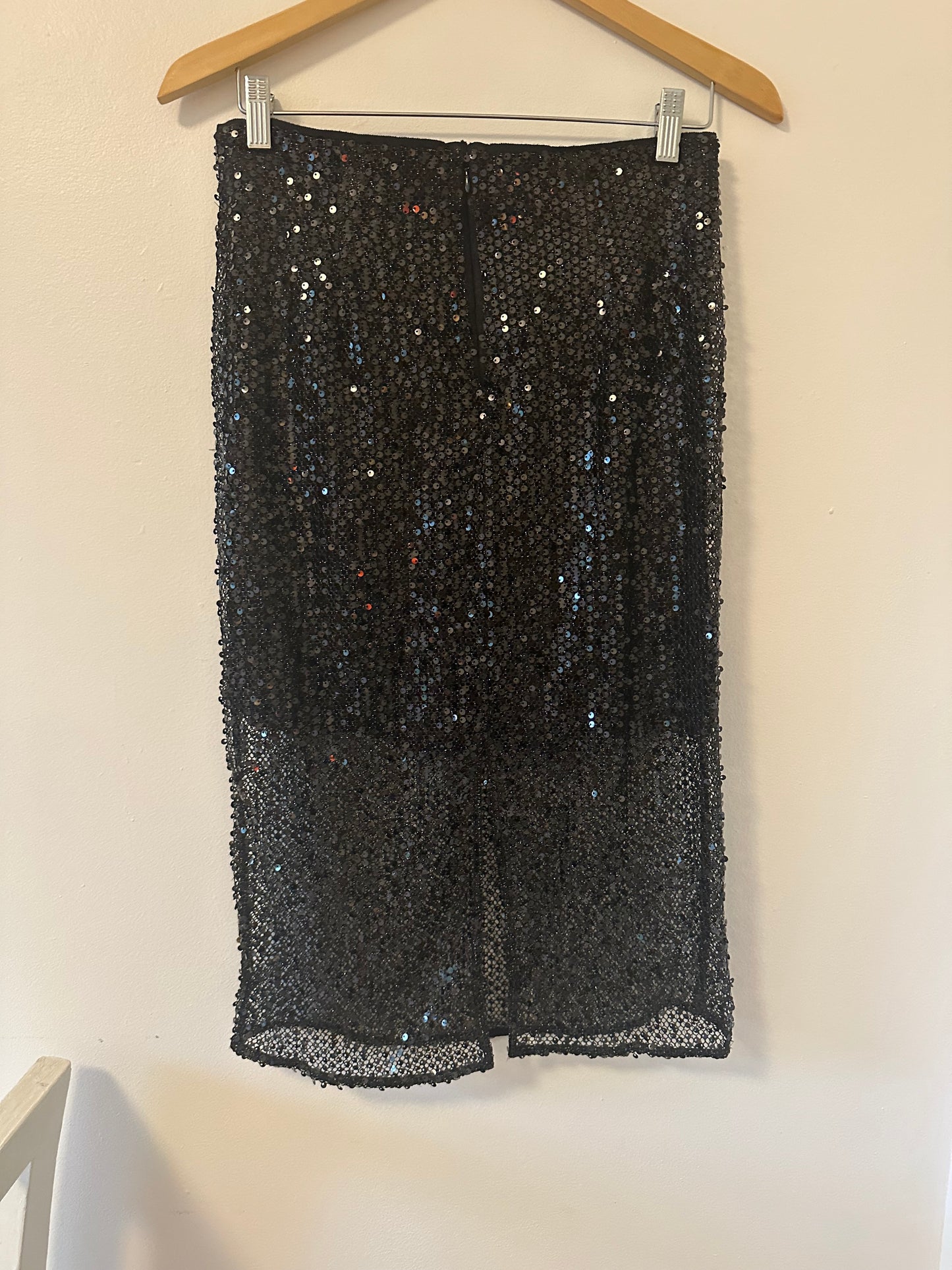 J. Crew Collection New Black Sequin Midi Skirt Size 2