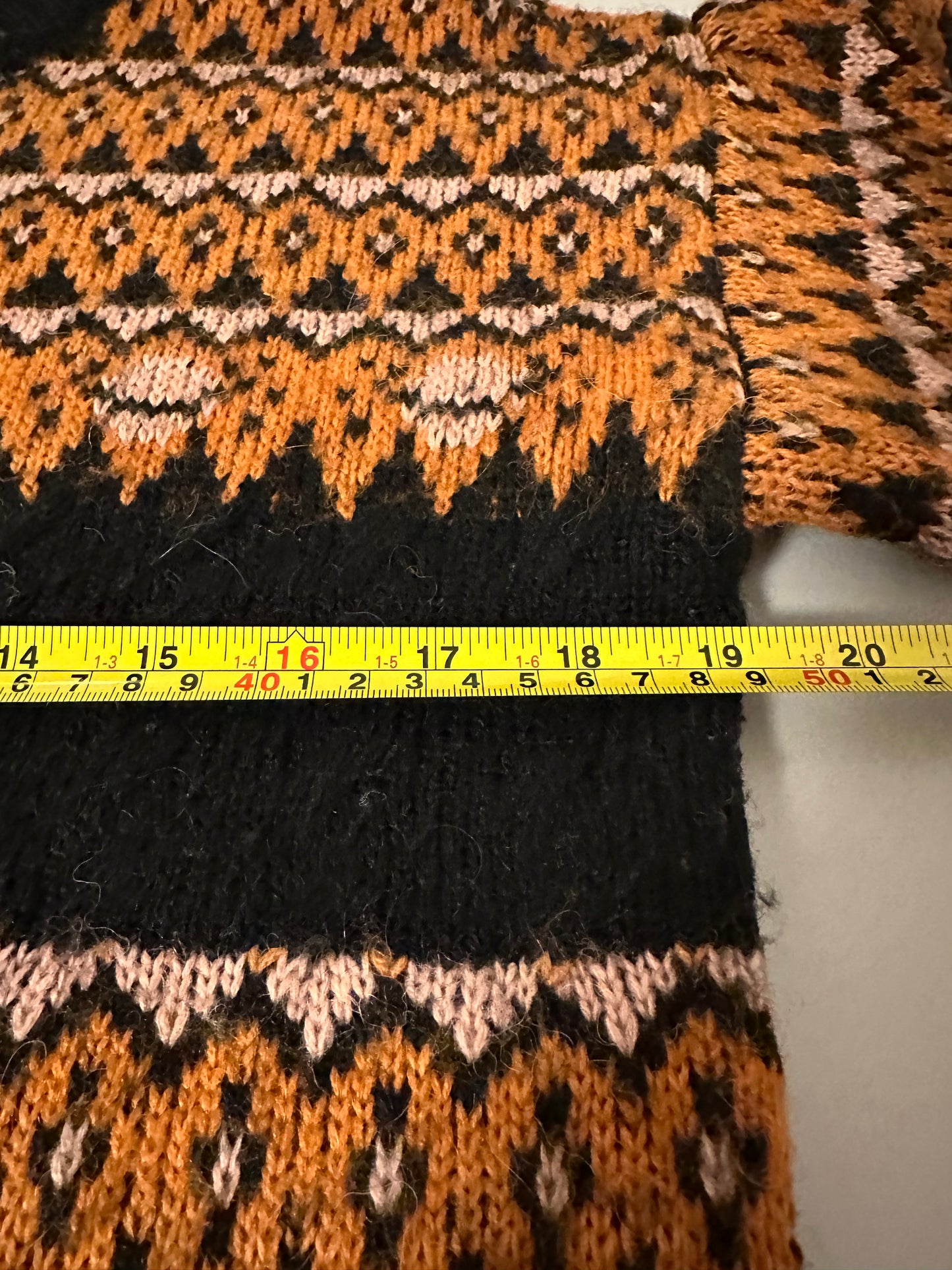 Scotch & Soda Black and Orange Geometric Sweater | Size Medium