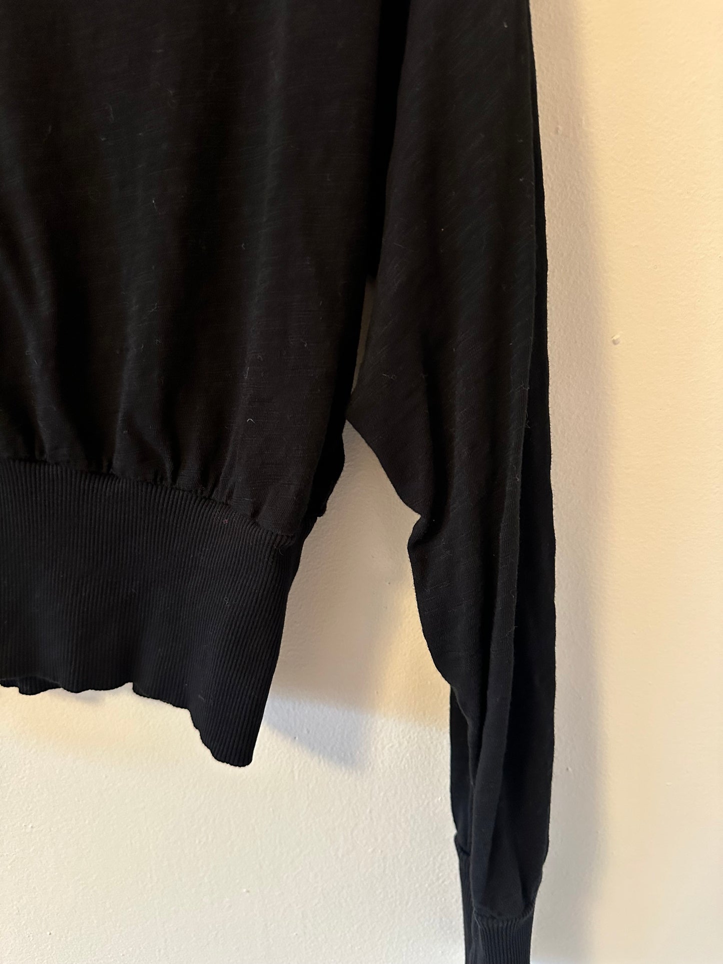bobi Black Split Neck Long Sleeve T-Shirt | Size Small
