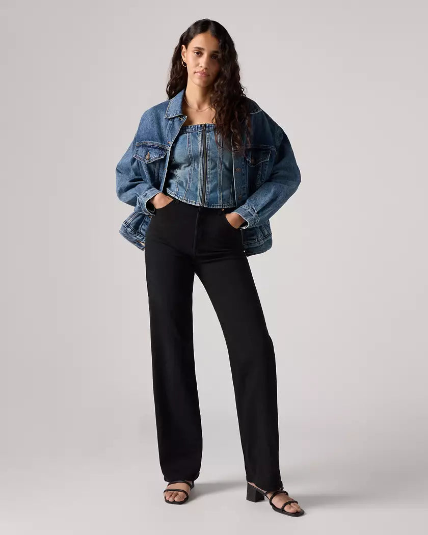 Levi's Ribcage Straight Ankle Black Denim Jeans - Size 27