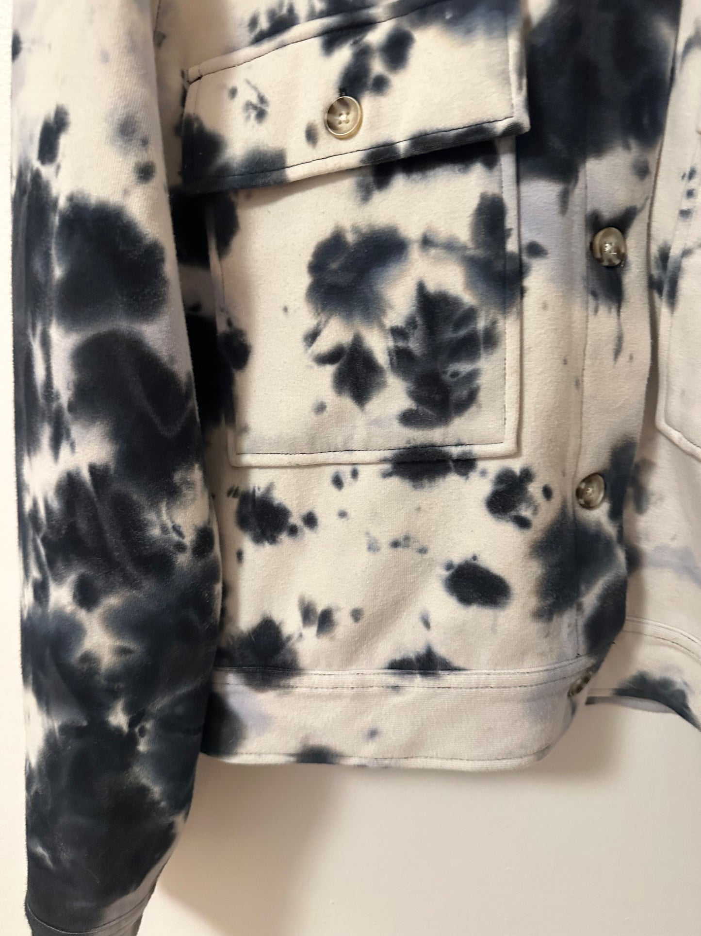 Rails Steffi Tie-Dye Jacket with Flap Pockets in Navy Charcoal | Size Large