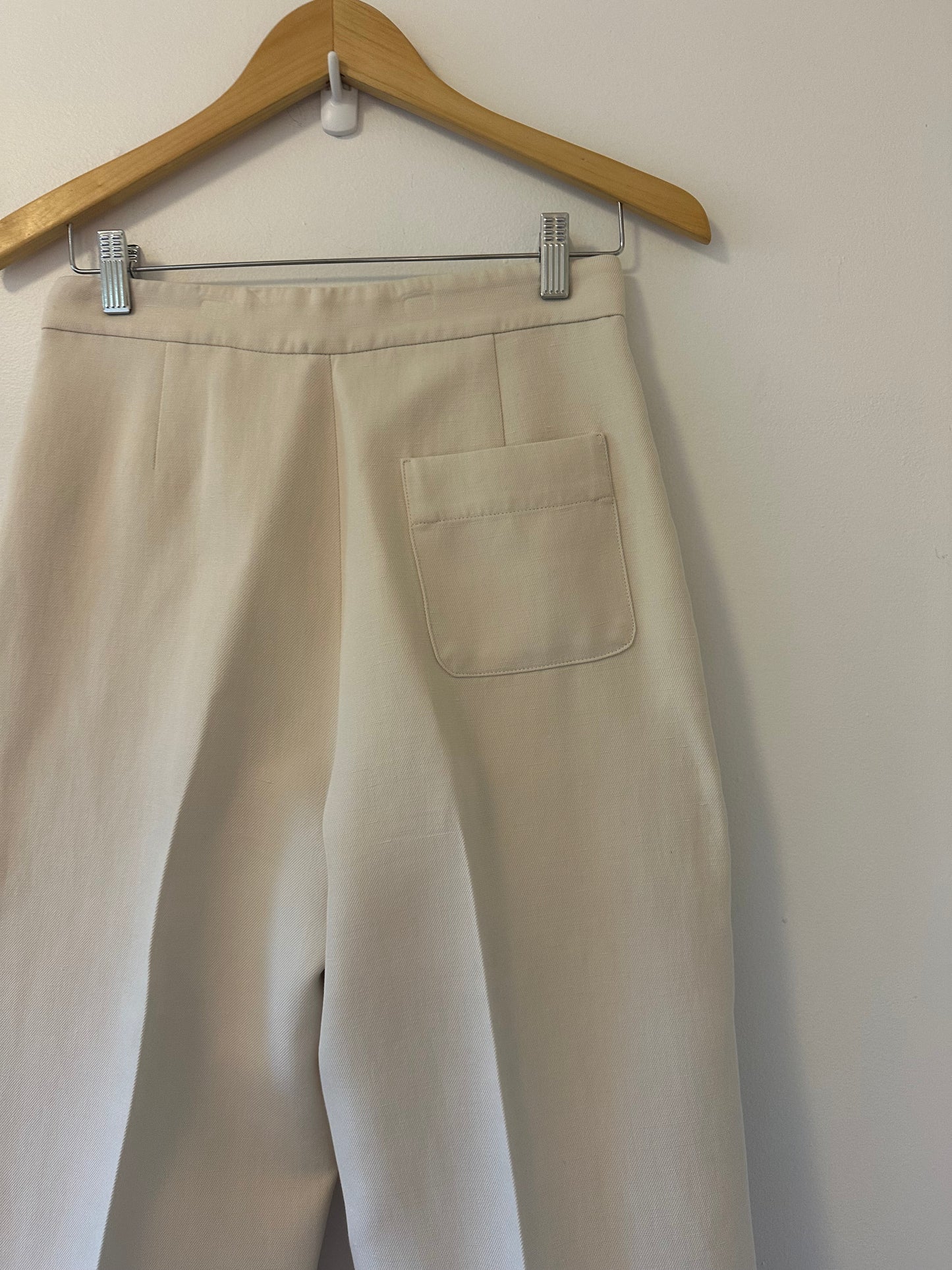 Sezane Marino Wide Leg High Waist Trousers in Ecru | Size 4