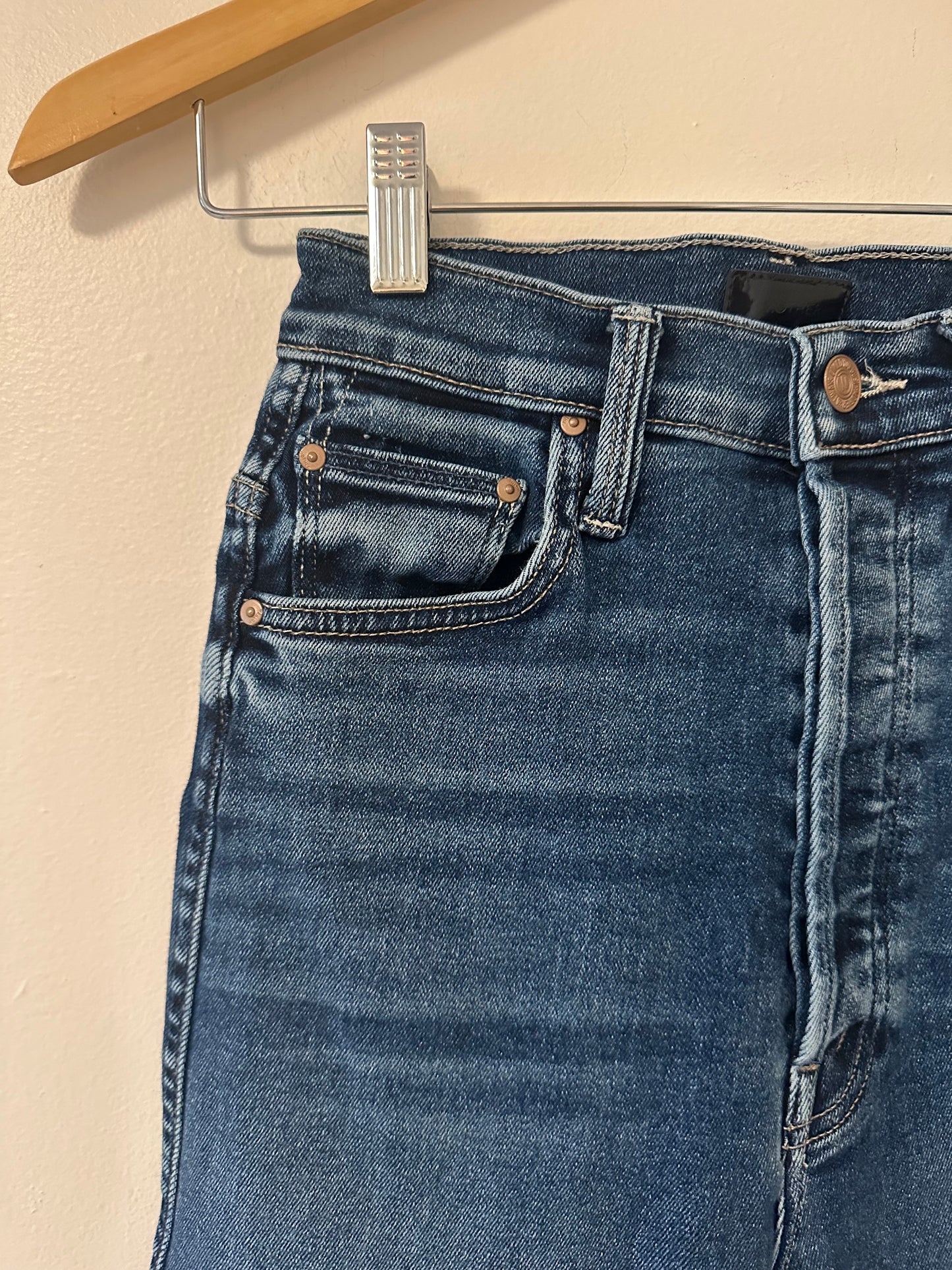 Mother Tippy Top Frisky Flood High-Rise Slim Cropped Fray Jeans - Size 24