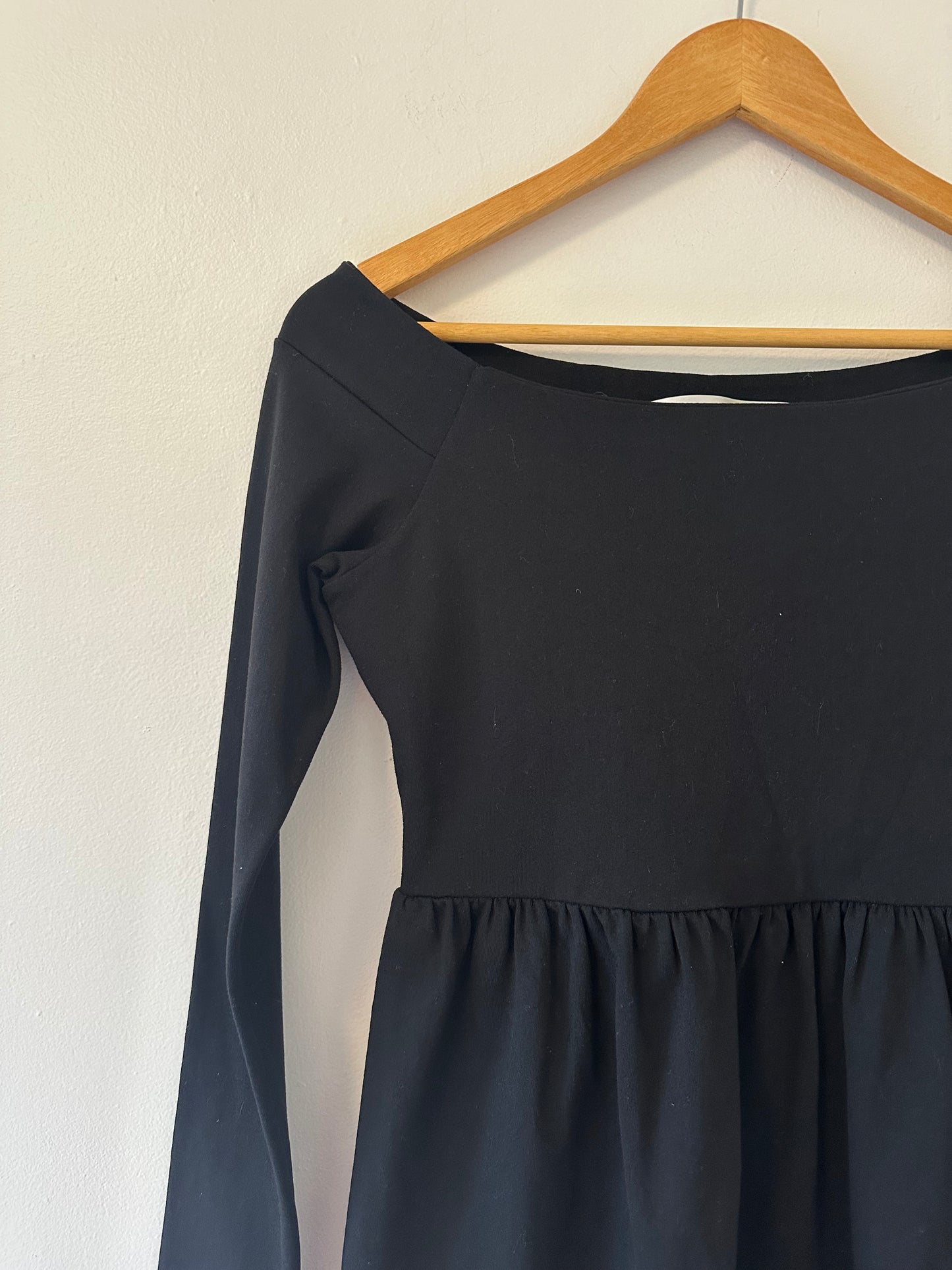 Susana Monaco Black Long Sleeve Boat Neck Mini Dress - Size Small