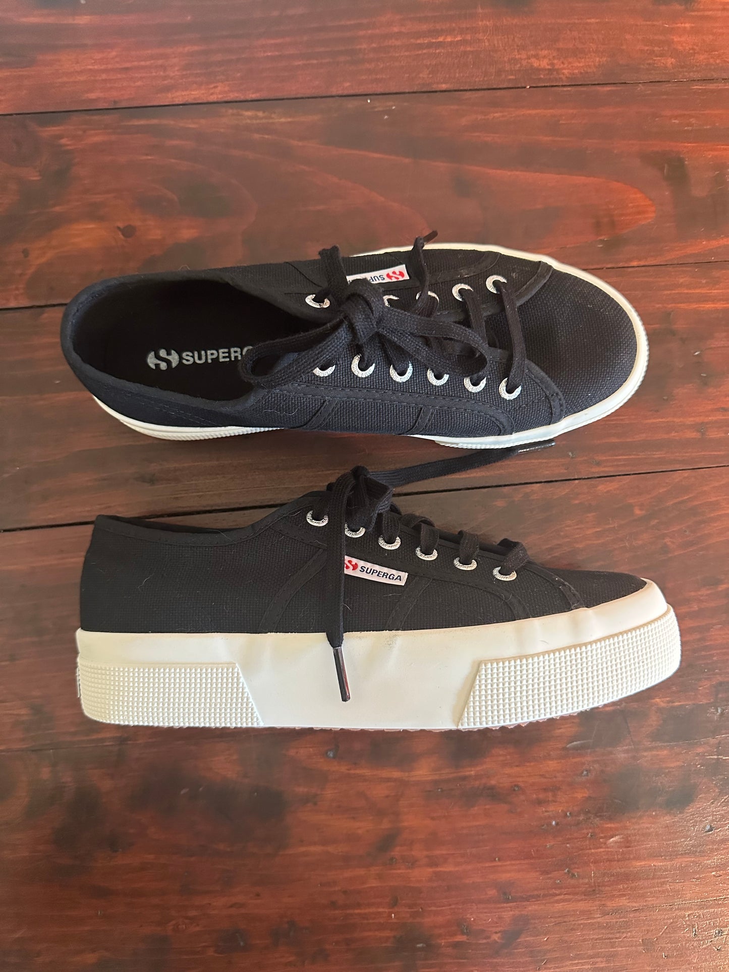 Superga Black 2740 Platform Sneakers Size 8