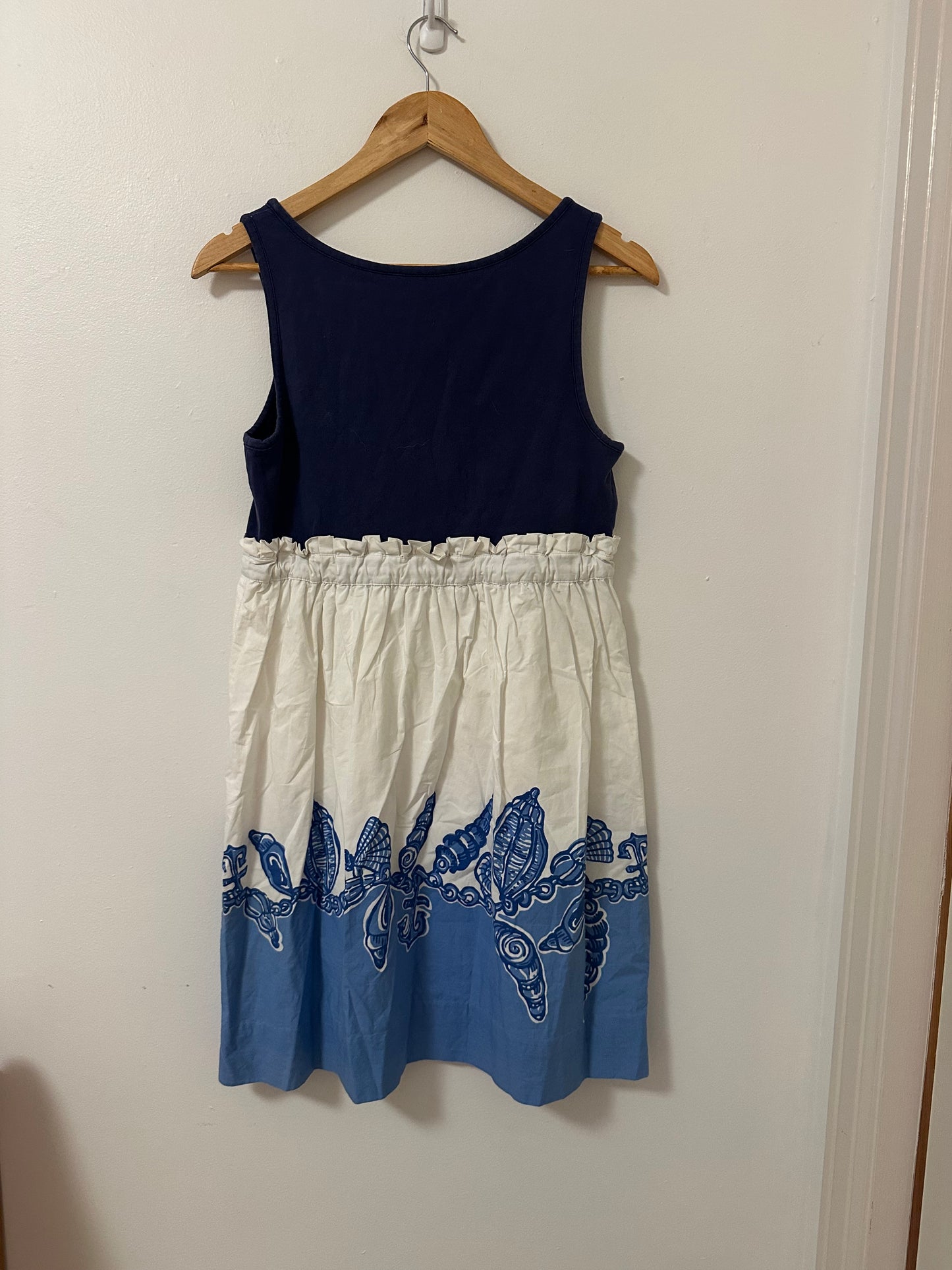 Lilly Pulitzer Nautical Mini Dress with Rope Tie and Seashell Pattern | Size Large