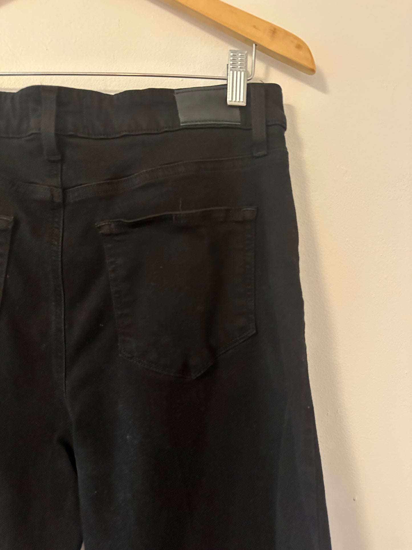 Paige Anessa High Rise Cropped Wide Leg Jeans in Black - Size 31