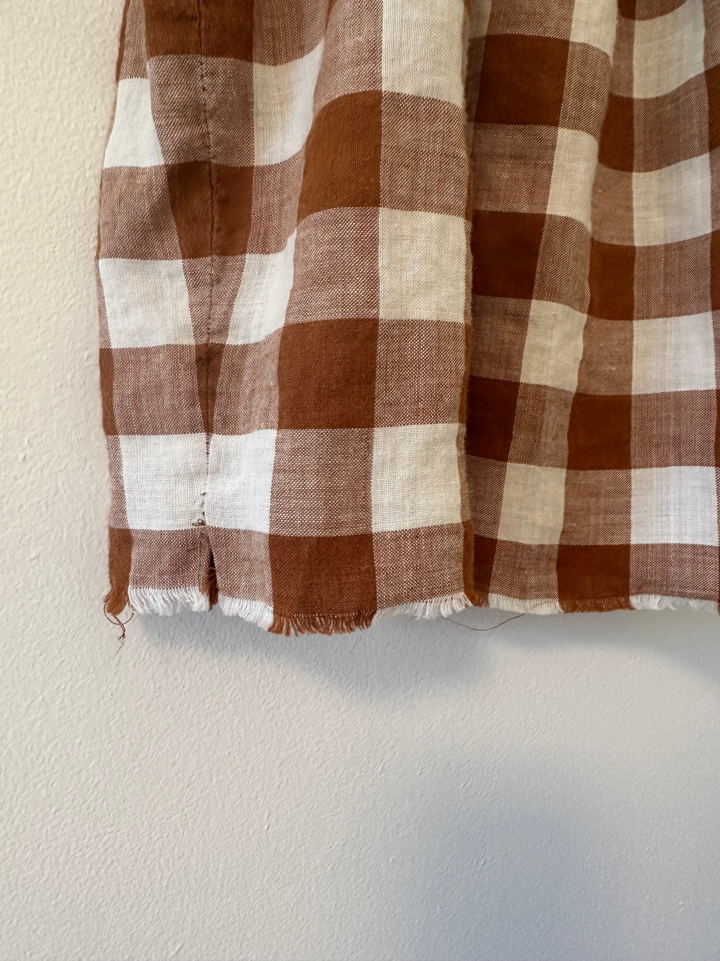 Doen Brown and White Checkered Linen Tank Top - Size XS