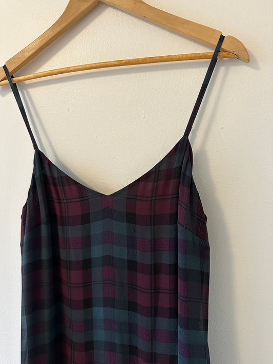 NWT Polo Ralph Lauren Silk Plaid Spaghetti Strap Dress Size 8