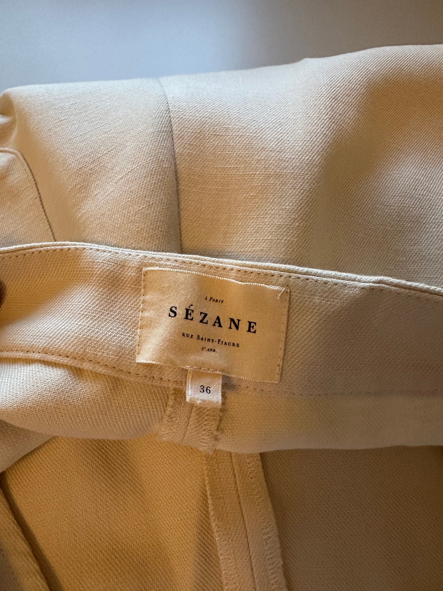 Sezane Marino Wide Leg High Waist Trousers in Ecru | Size 4