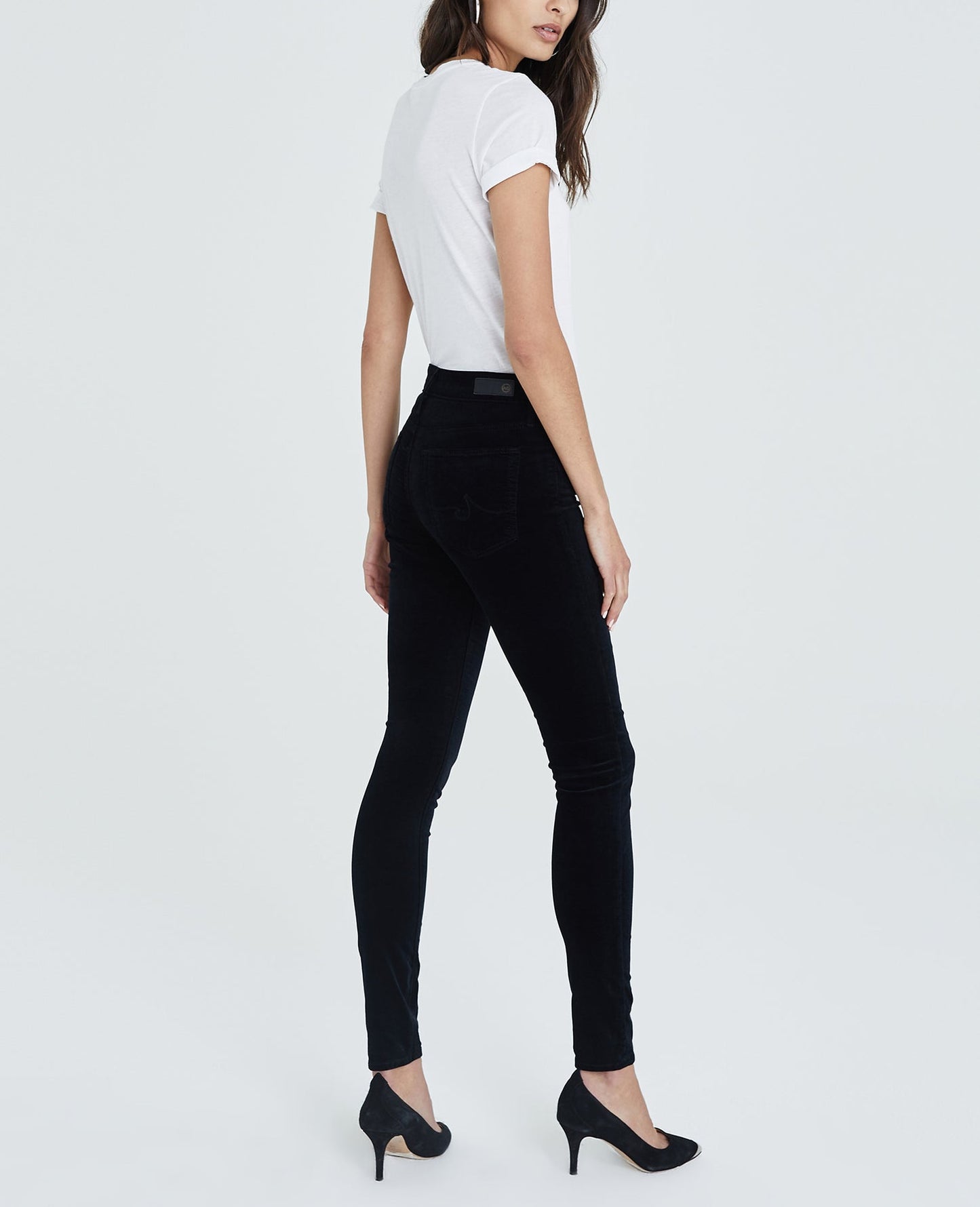 AG Women's Farrah High-Rise Velvet Skinny Jeans in Black - Size 30