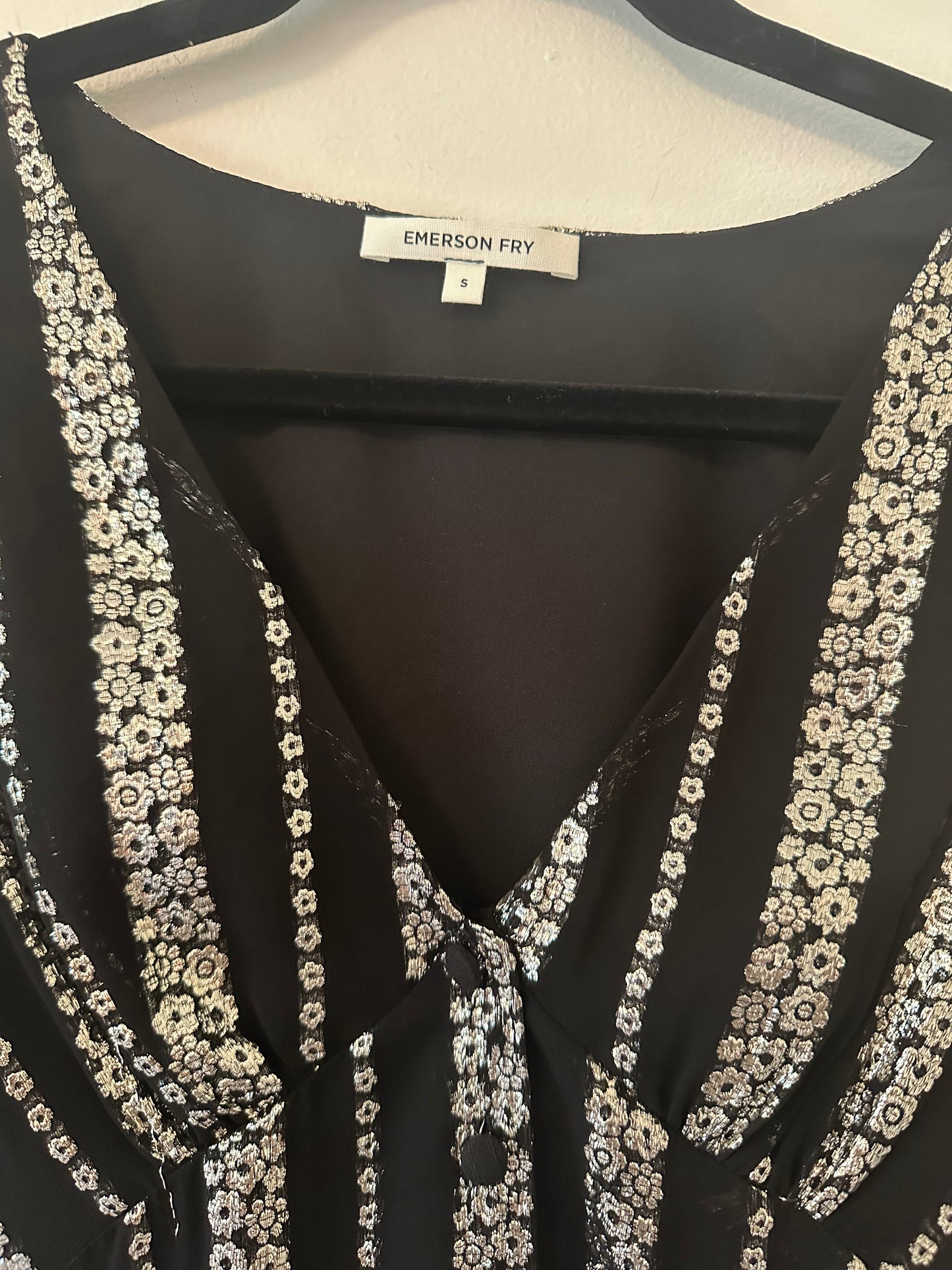 Emerson Fry Juney 2 Blouse in Viscose Black Lurex - Size Small